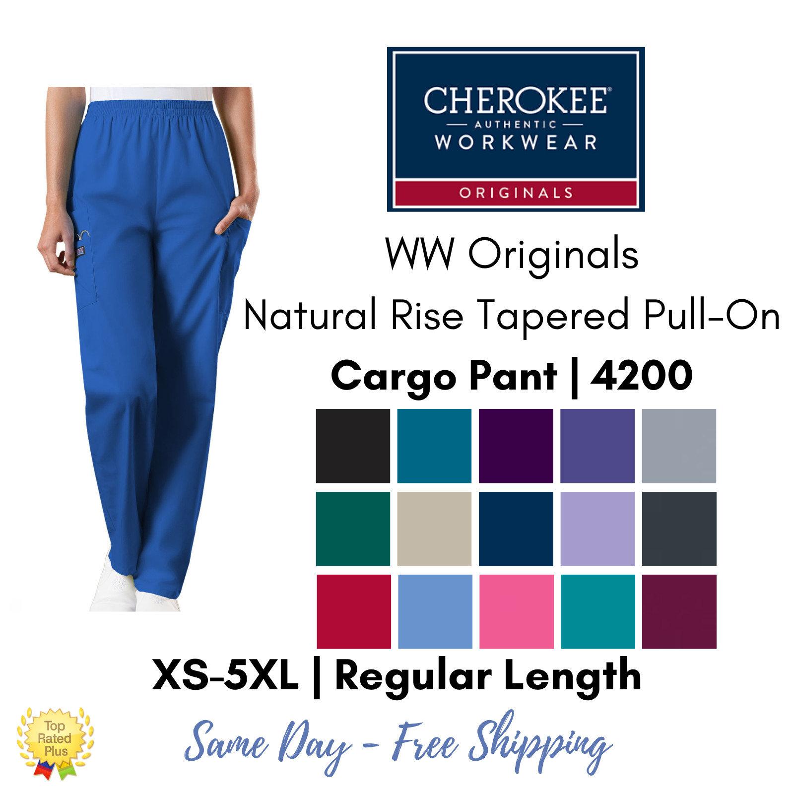 Cherokee Workwear Originals Elastic Waist Cargo Scrub Pant | 4200 REGULAR