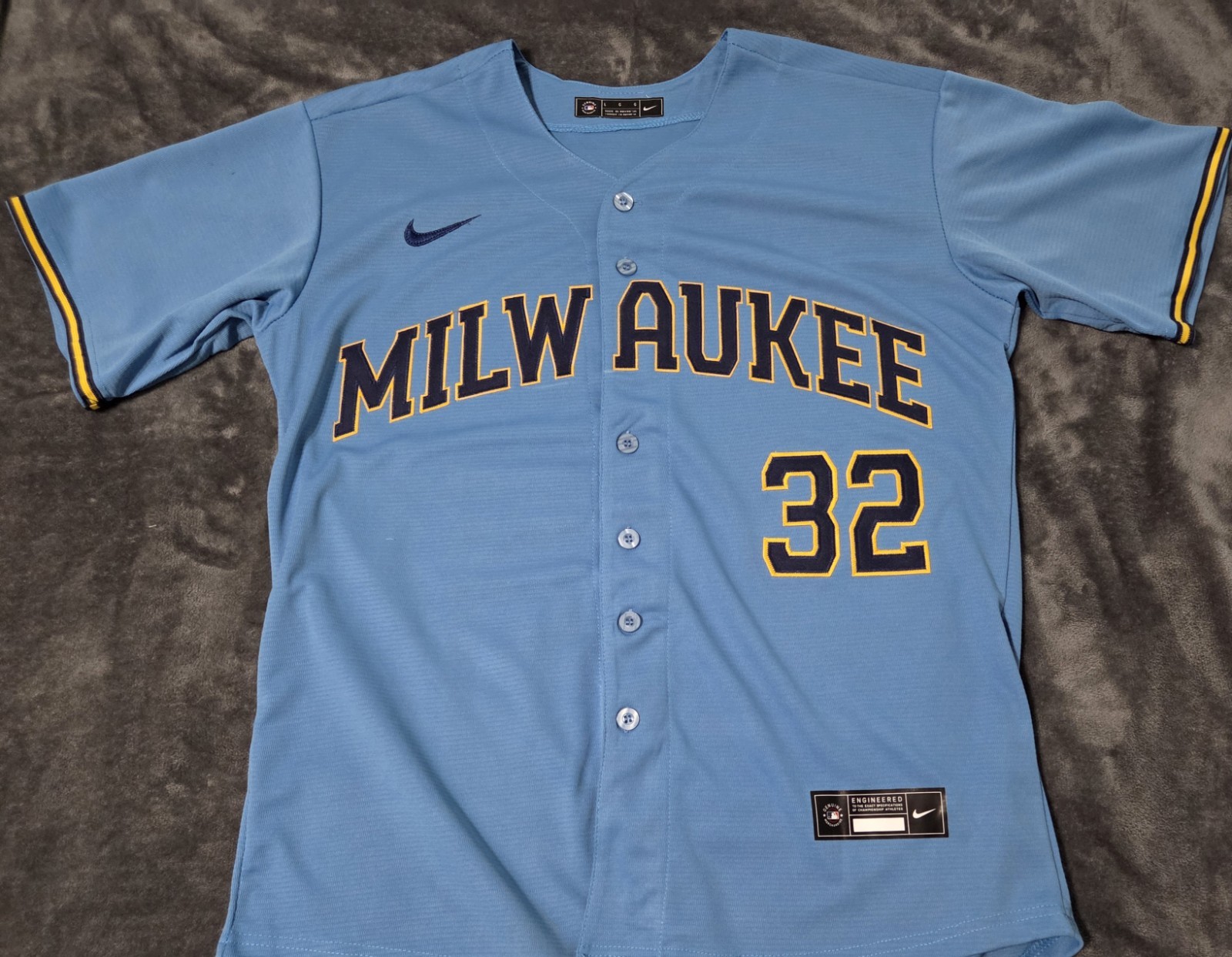 Fast Free Shipping XL Jacob Misiorowski Milwaukee Brewers Stitched Jersey 32