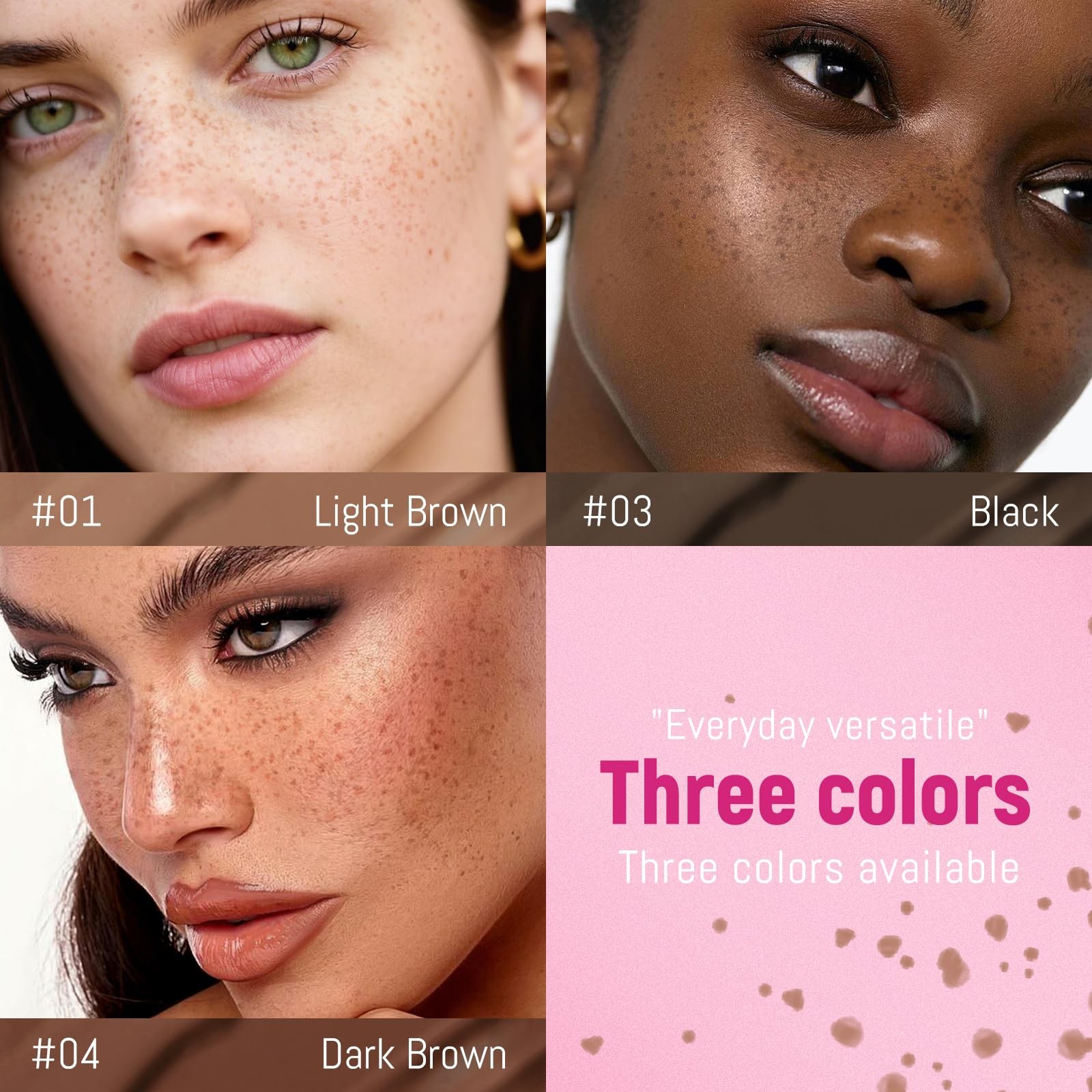 2 In 1 Freckle Stamp Pen Waterproof Long Lasting Makeup 01#Light Brown