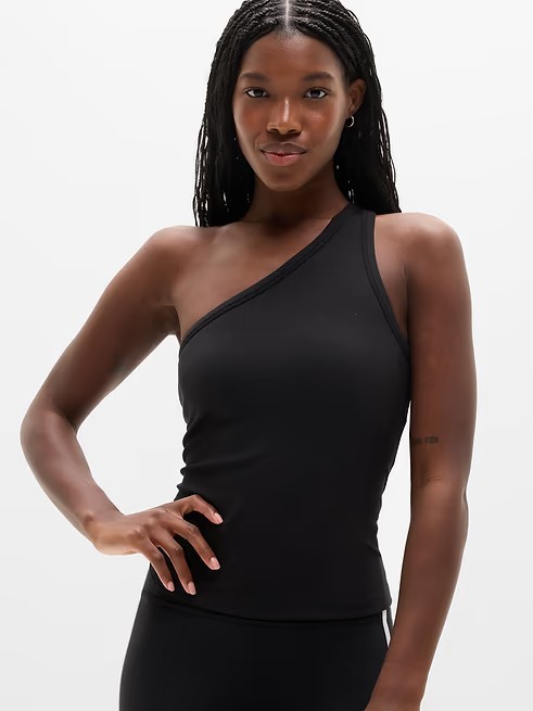 Athleta Signature Rib ASYM Support Top Black Size XL NWT $ 59