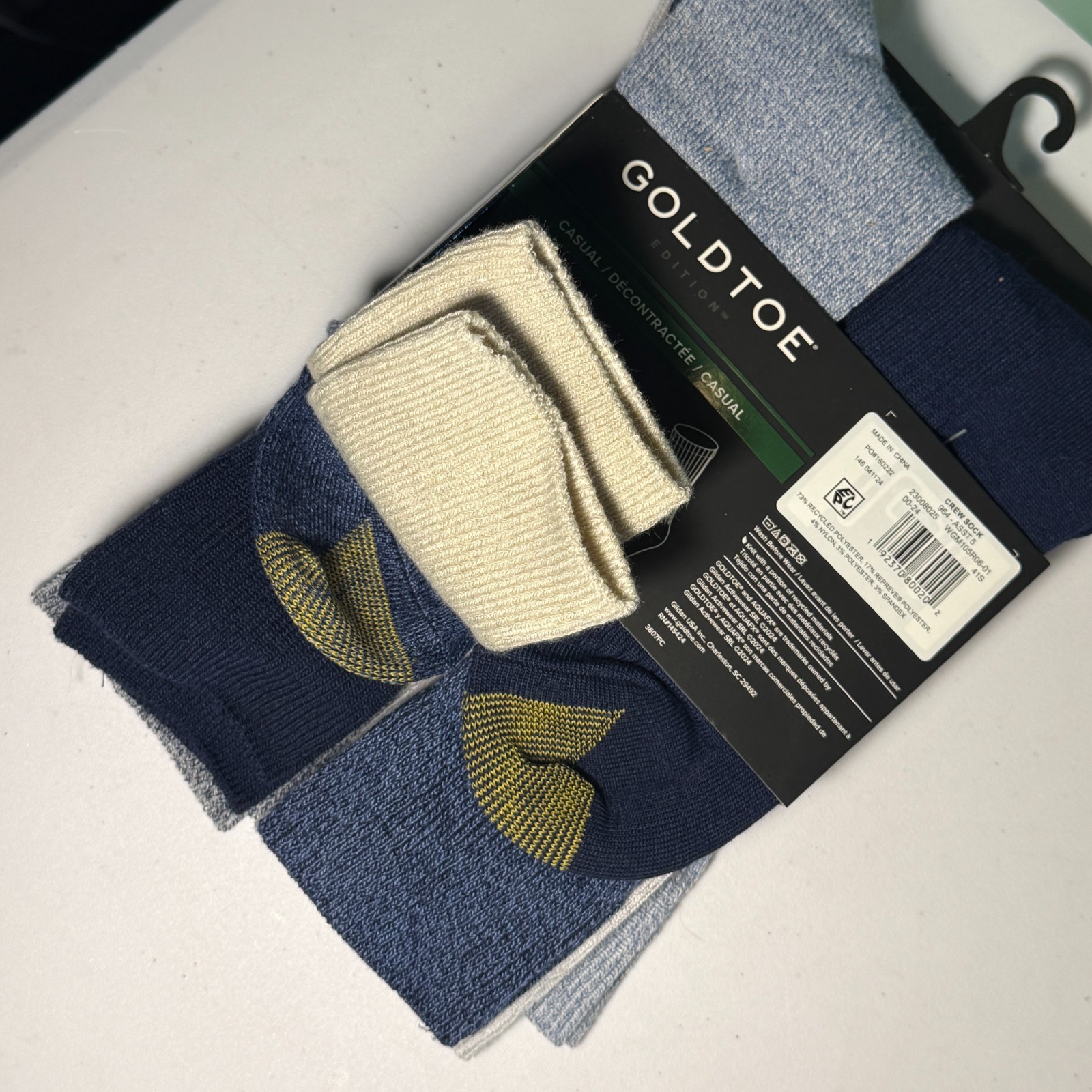 Gold Toe Edition Men’s 6 Pair Casual Crew Socks Assorted Colors Moisture Wicking
