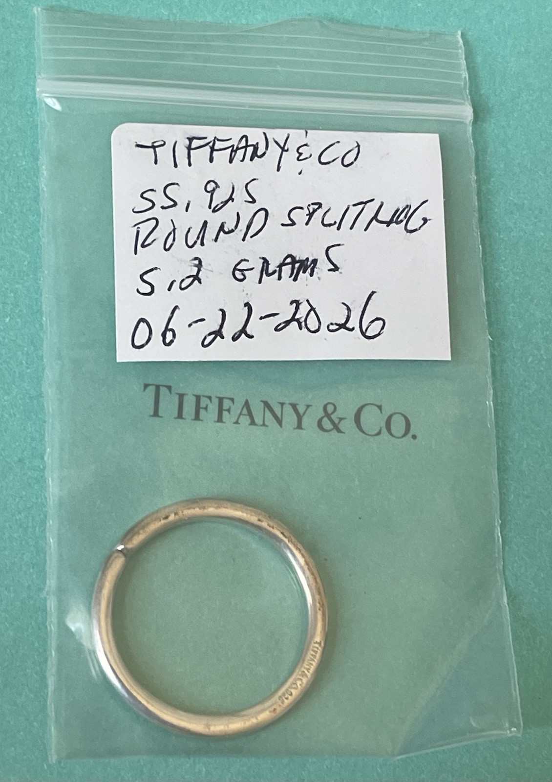 Tiffany & Co. 28.3mm Round Sterling Silver .925 KeyChain KeyRing 5.2 Grams