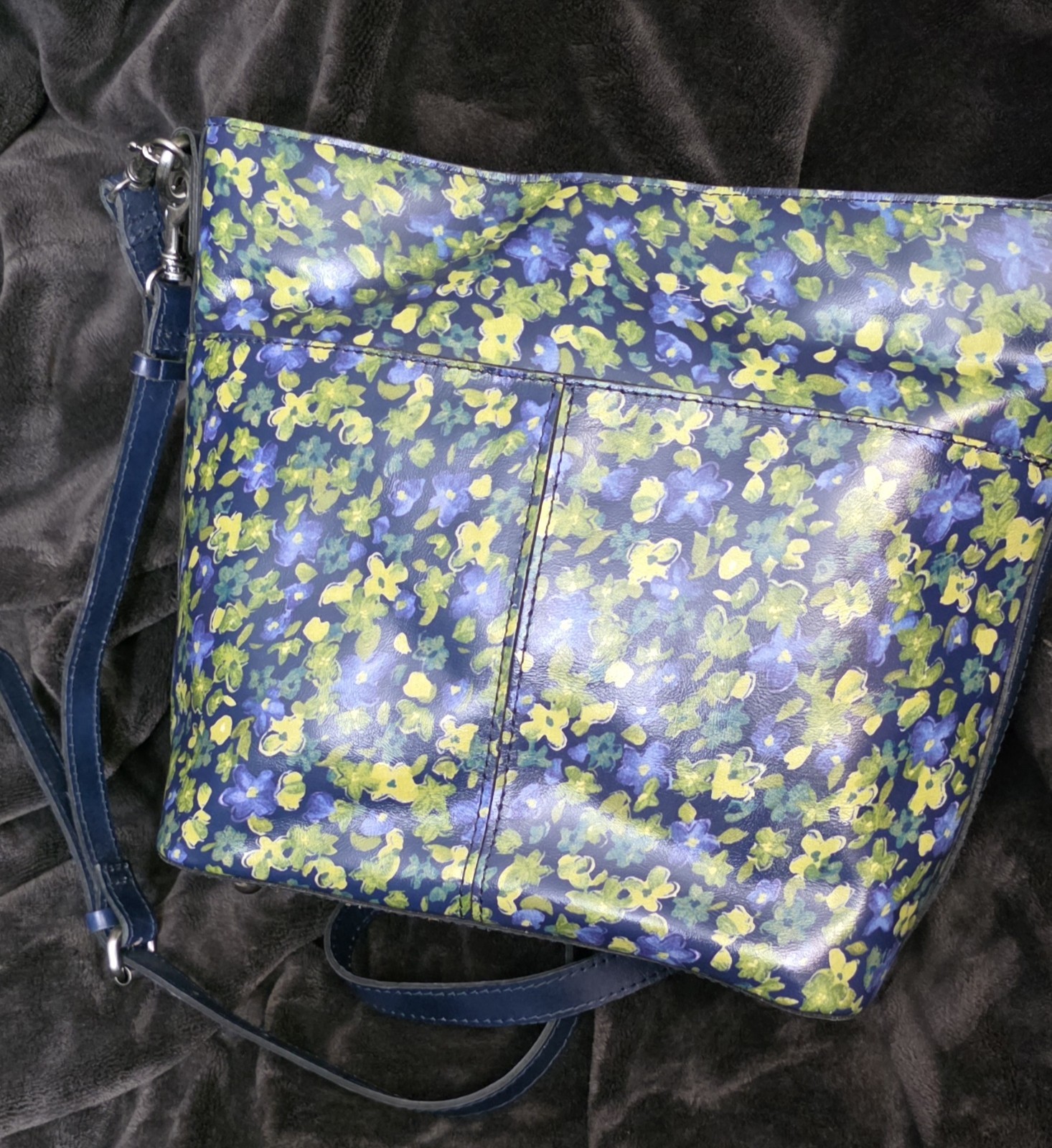 Patricia Nash Blue/Green Floral Crossbody Shoulder Bag Magnetic, Detachable