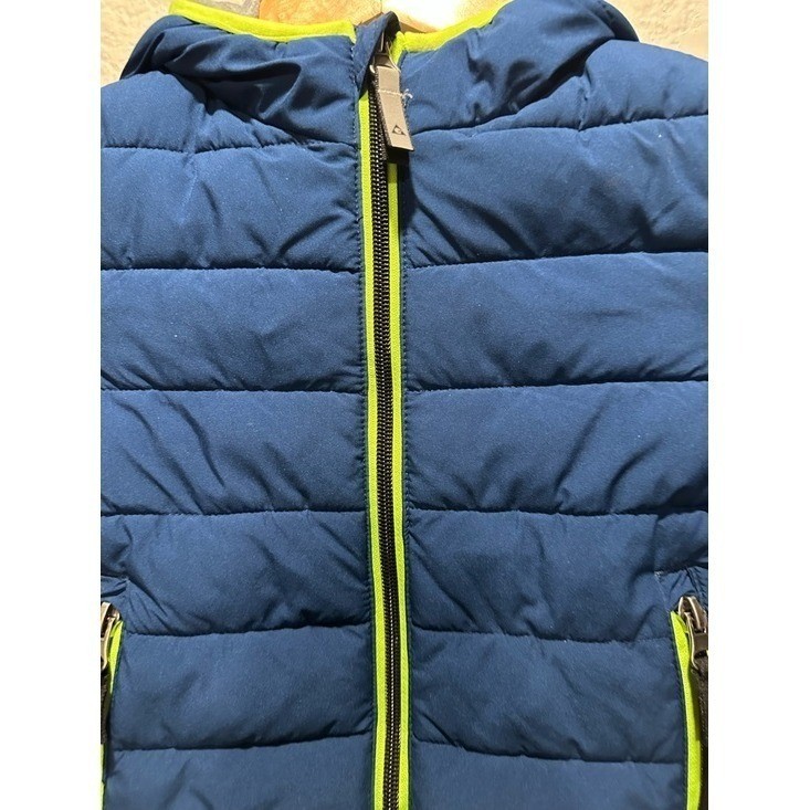 Gerry Boys 2T Blue Puffer Jacket Blue and Neon Green Winter Coat Hooded Kids