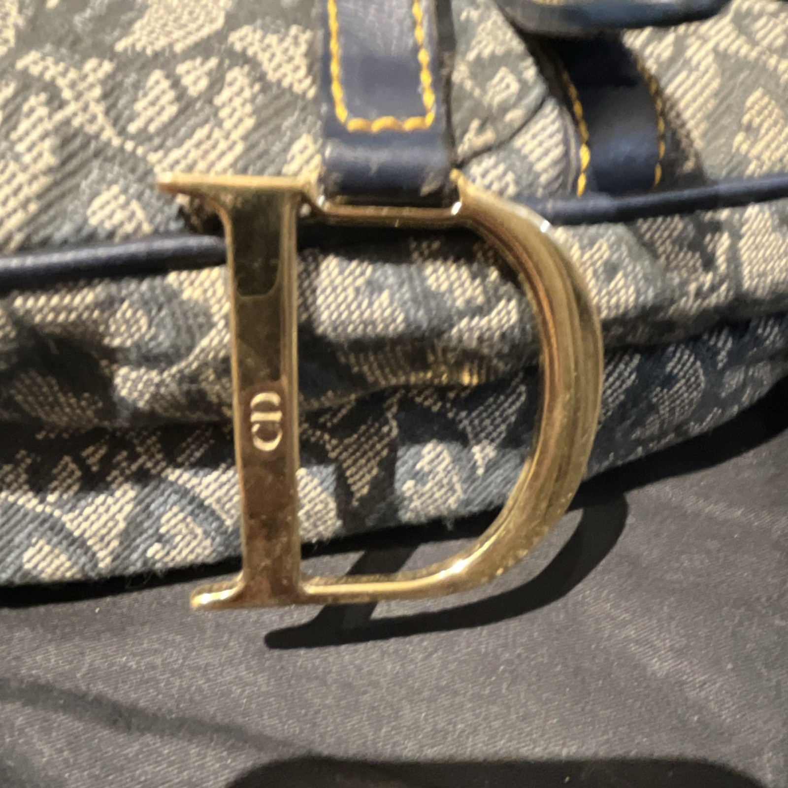 Dior Saddle Bag Small Blue/Beige Monogram, Gold Hardware, Flap, Strap