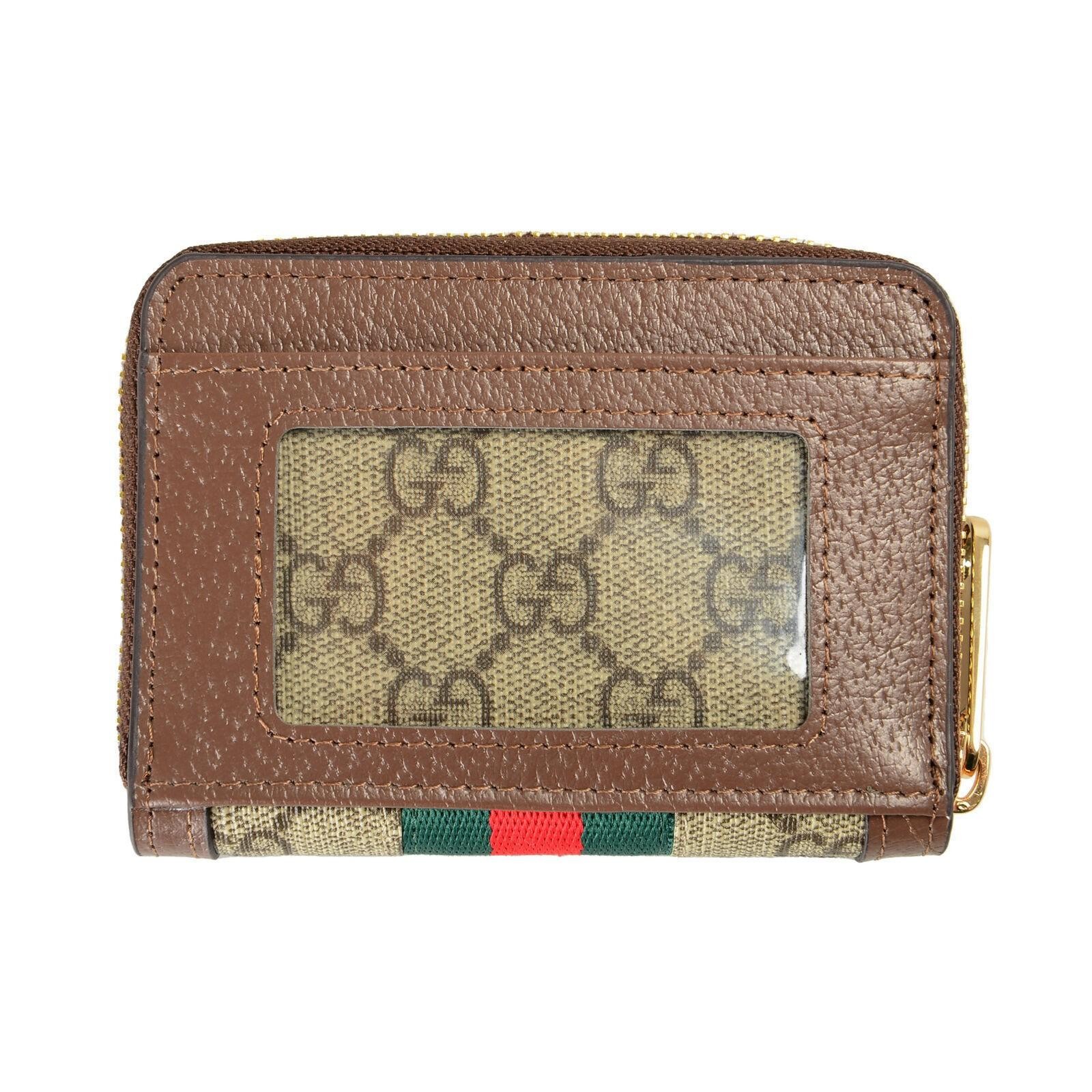 Gucci Women’s Ophidia GG Leather Trimmed Zip Around Wallet Card Case