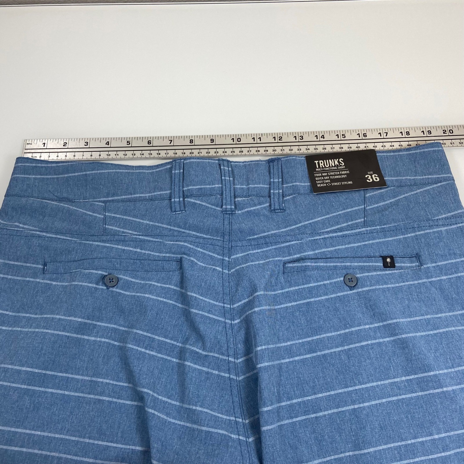 Trunks Mens 36 Blue Striped Multi-Functional Hybrid Shorts NEW Stretch Quick Dry