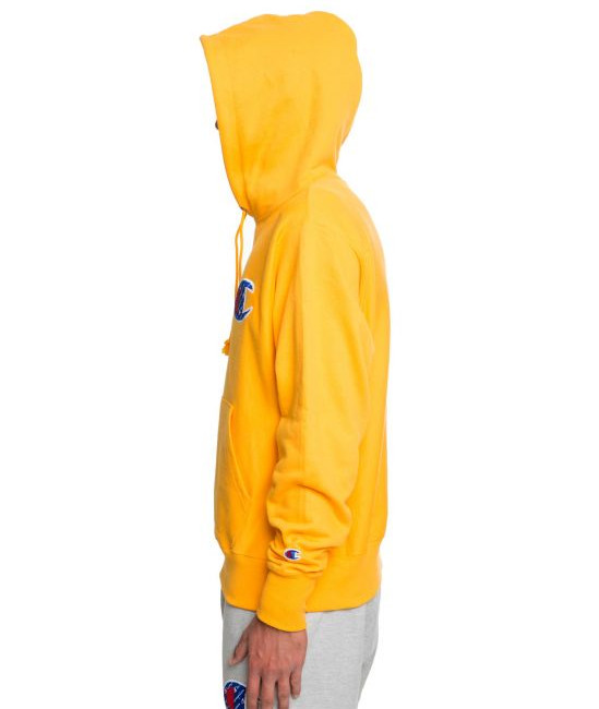 CHAMPION REVERSE WEAVE GF68 Y07472 BIG C W/SCRIPT HOODIE BYC GOLD XS XL