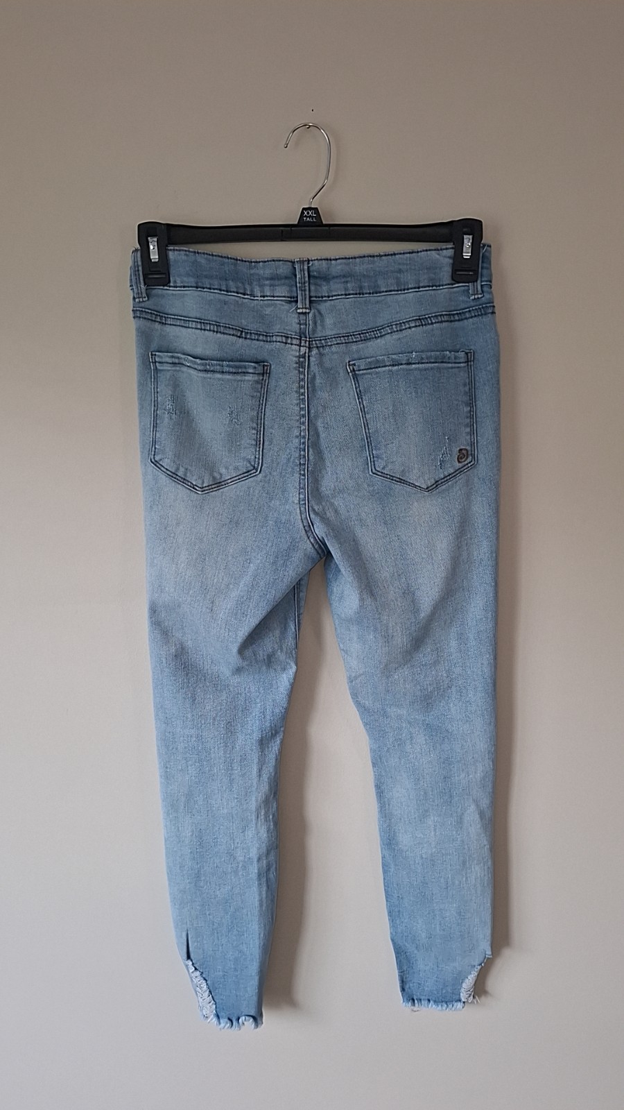 Indigo Rein Juniors Light Wash High Rise Fly Distressed Skinny Jeans 13/30