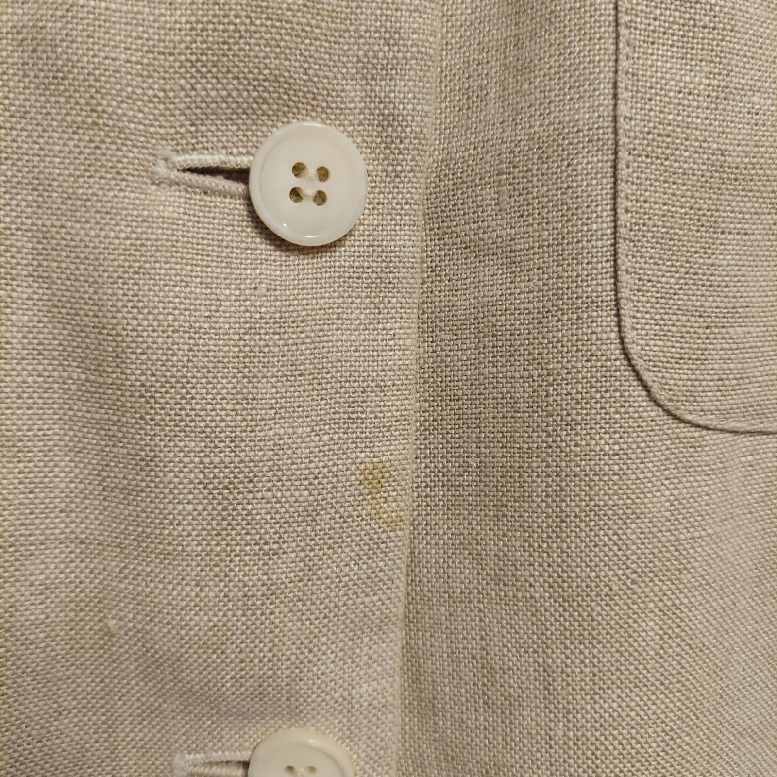 Talbots Petites 100% Irish Linen Safari Jacket Beige Tan Button Up Blazer Size 6