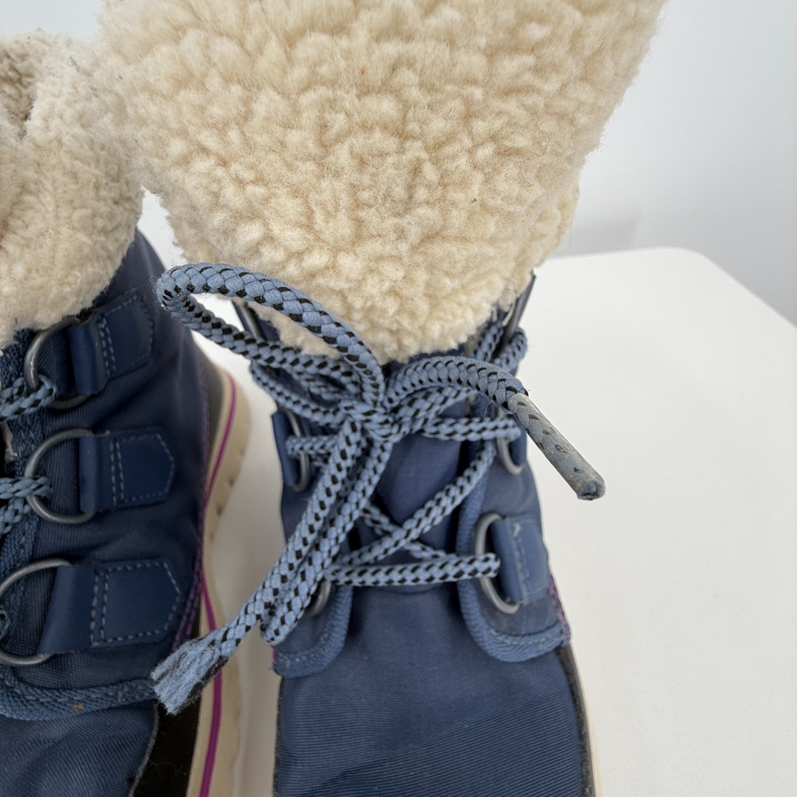 Sorel Winter Ankle Boots Womens 7.5 Cozy Carnival Nylon Snow Waterproof Navy