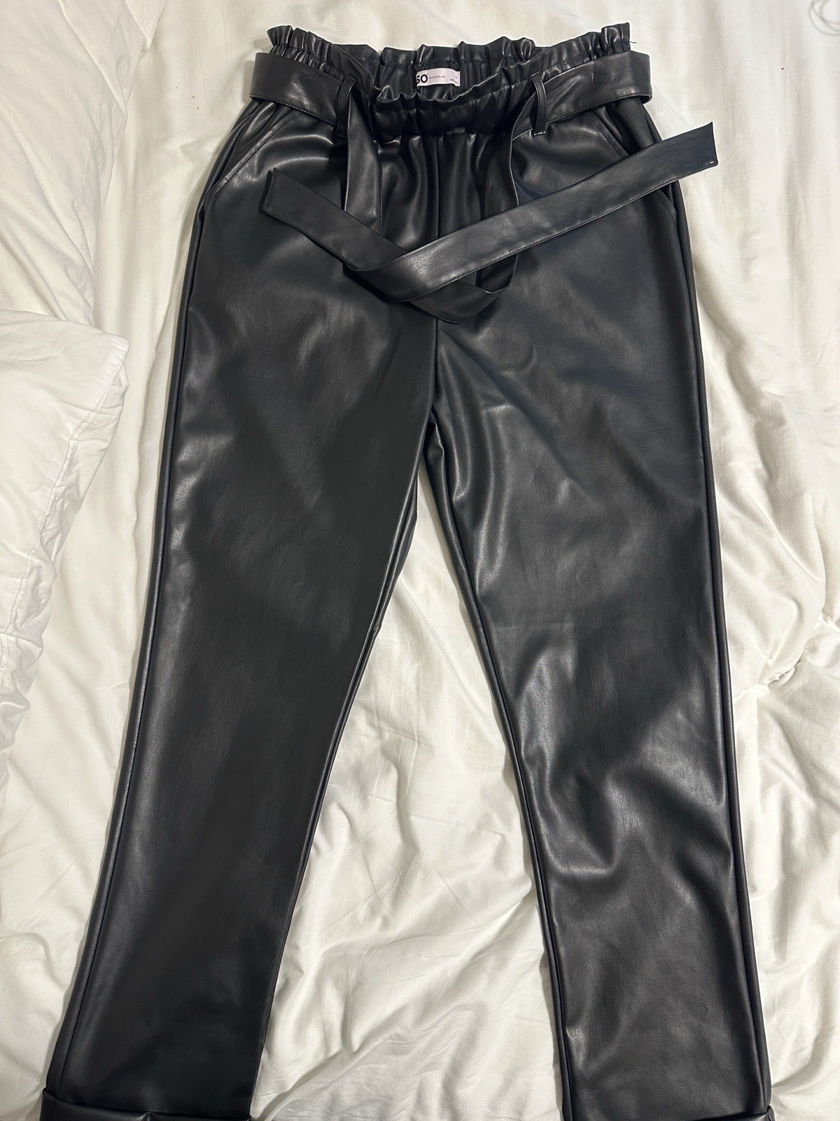 SO Faux Leather Jogger Pants, NEW, Black, Pockets, Size XL
