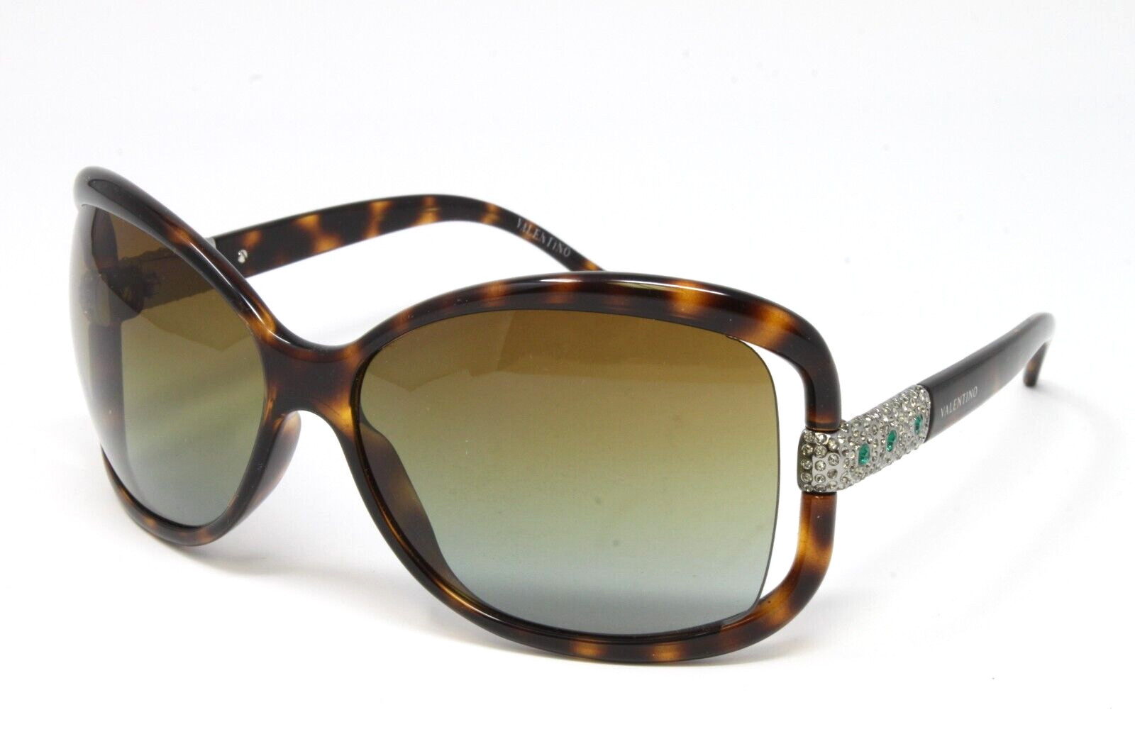 Valentino Sunglasses Women’s Plastic w/ Stones Havana 62mm Brown Lens 5559S-V088