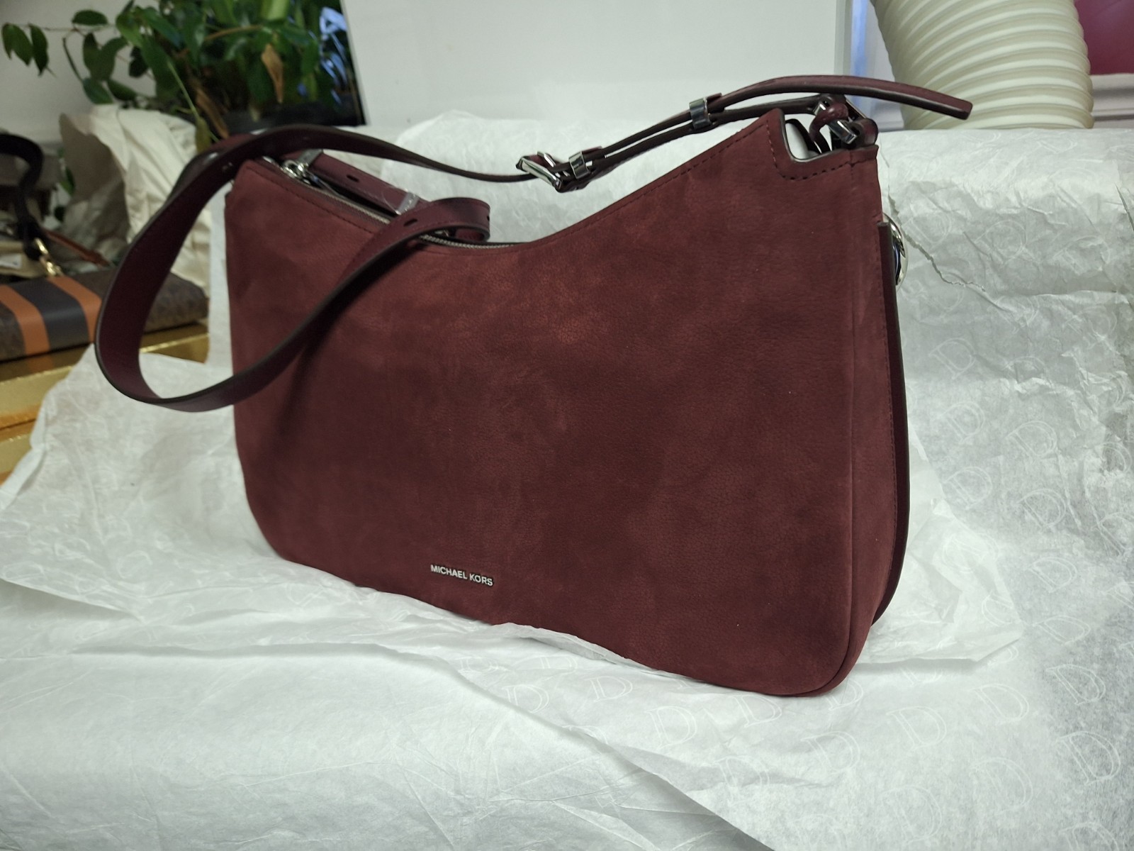Michael Kors Nolita Medium Shoulder Bag Oxblood Leather