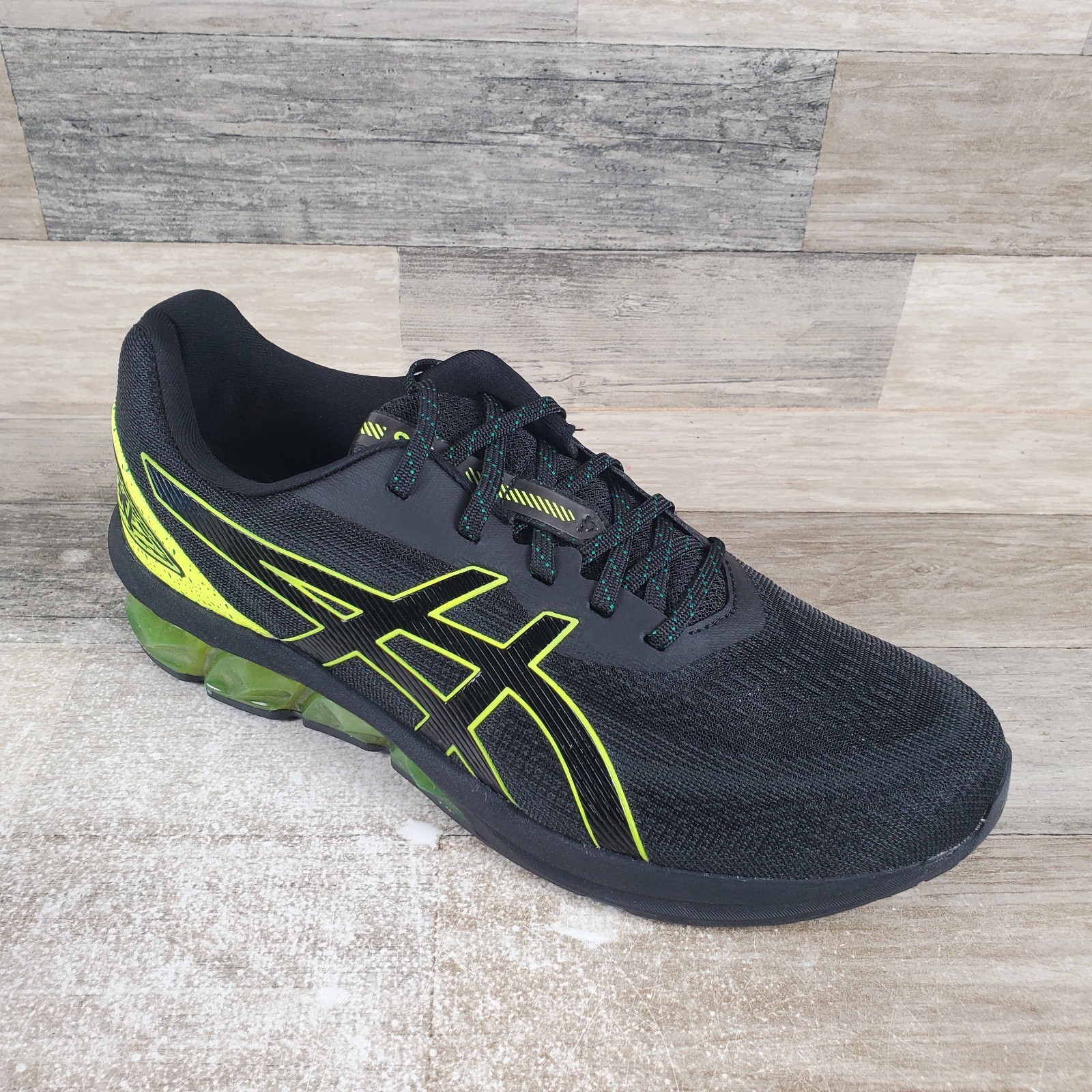 Asics GEL-QUANTUM 180 VII Shoes Mens Sz 11 Black Safety Yellow Lace Up Sneakers