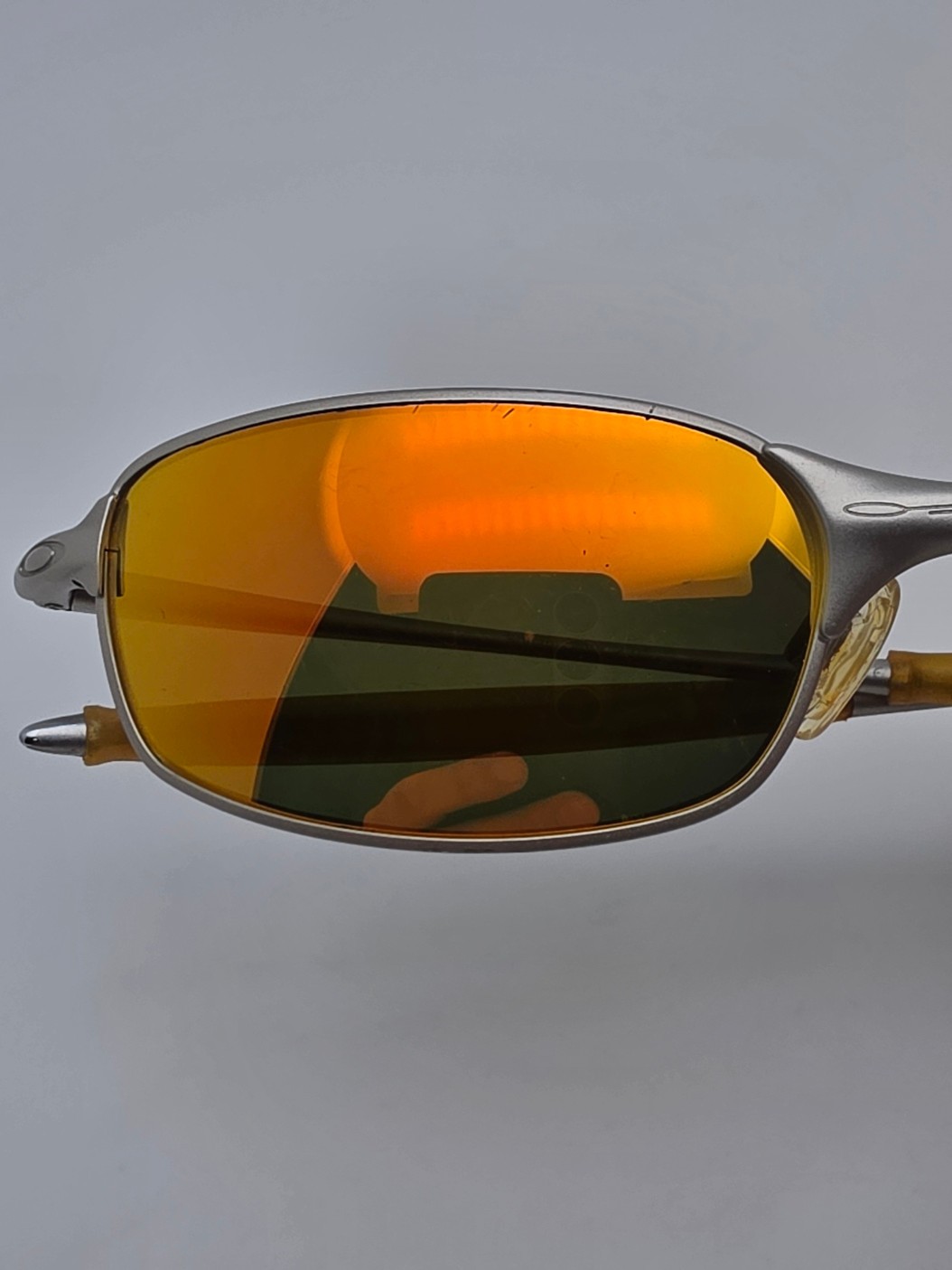 Oakley 05-687 Square Wire 2.0 Spring Hinge Silver Fire Iridium Lens Sunglasses