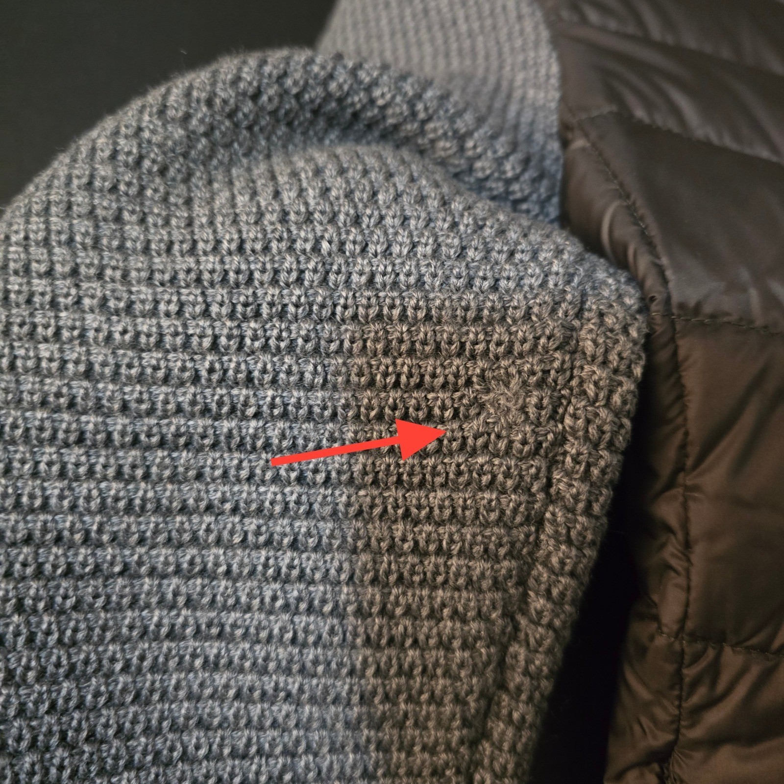 Moncler Women Black Grey Wool & Down Hybrid Knit Puffer Jacket Size S Logo Patch