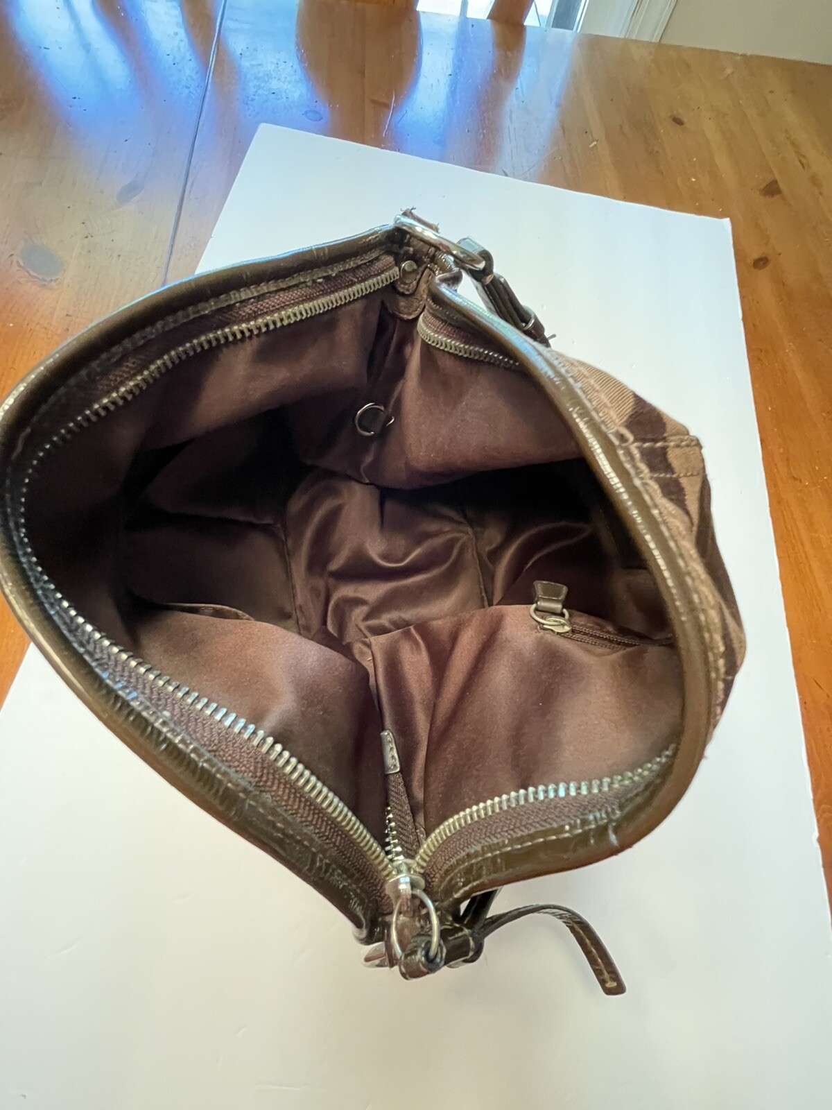 Coach Signature CC Monogram Hobo Bag Brown Y2K Shoulder Handbag Purse EUC VTG
