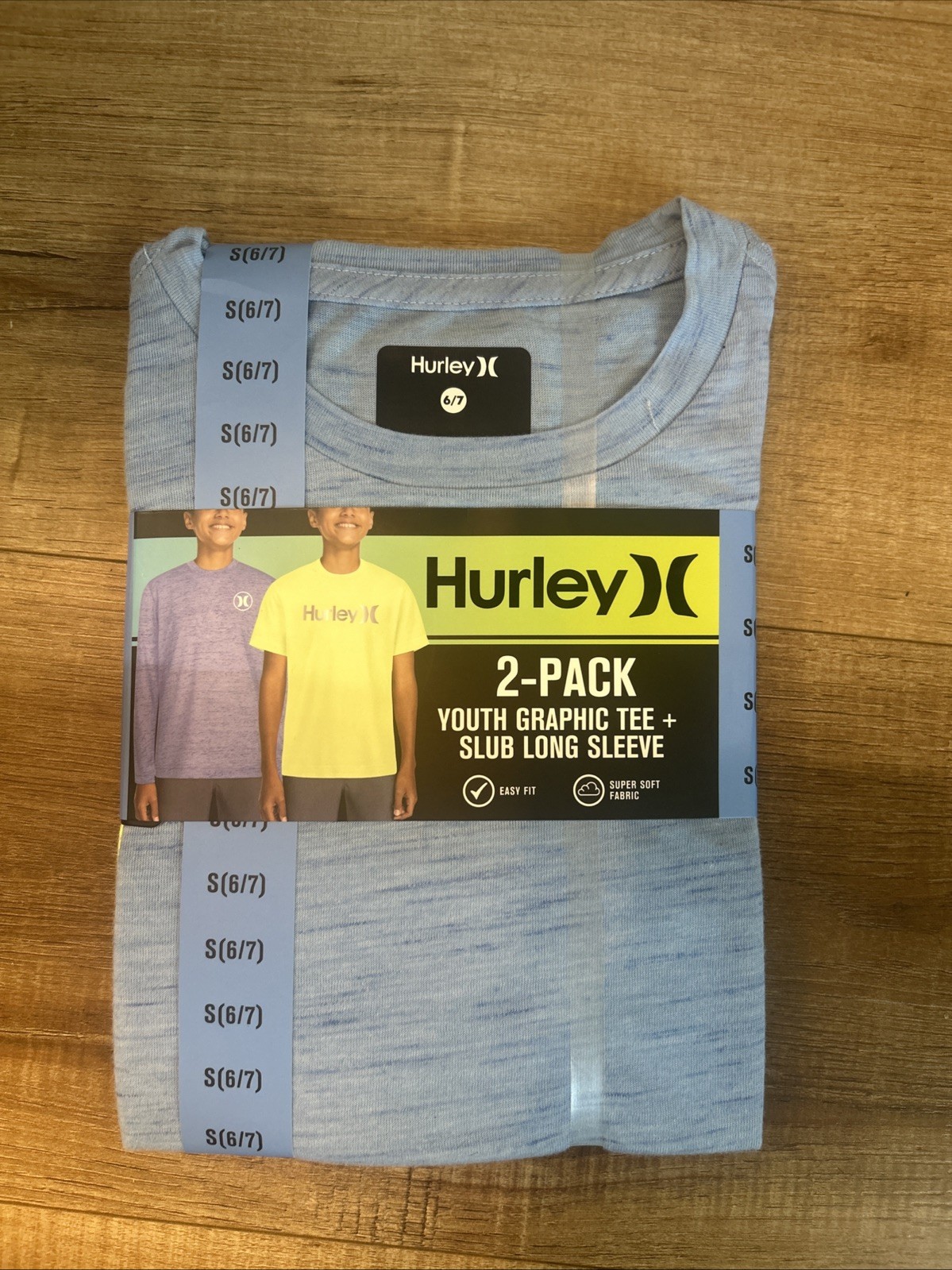Hurley Boys S 6/7 Soft Breathable Crew Neck 2 Pack Boys Tee & Slub Long Sleeve