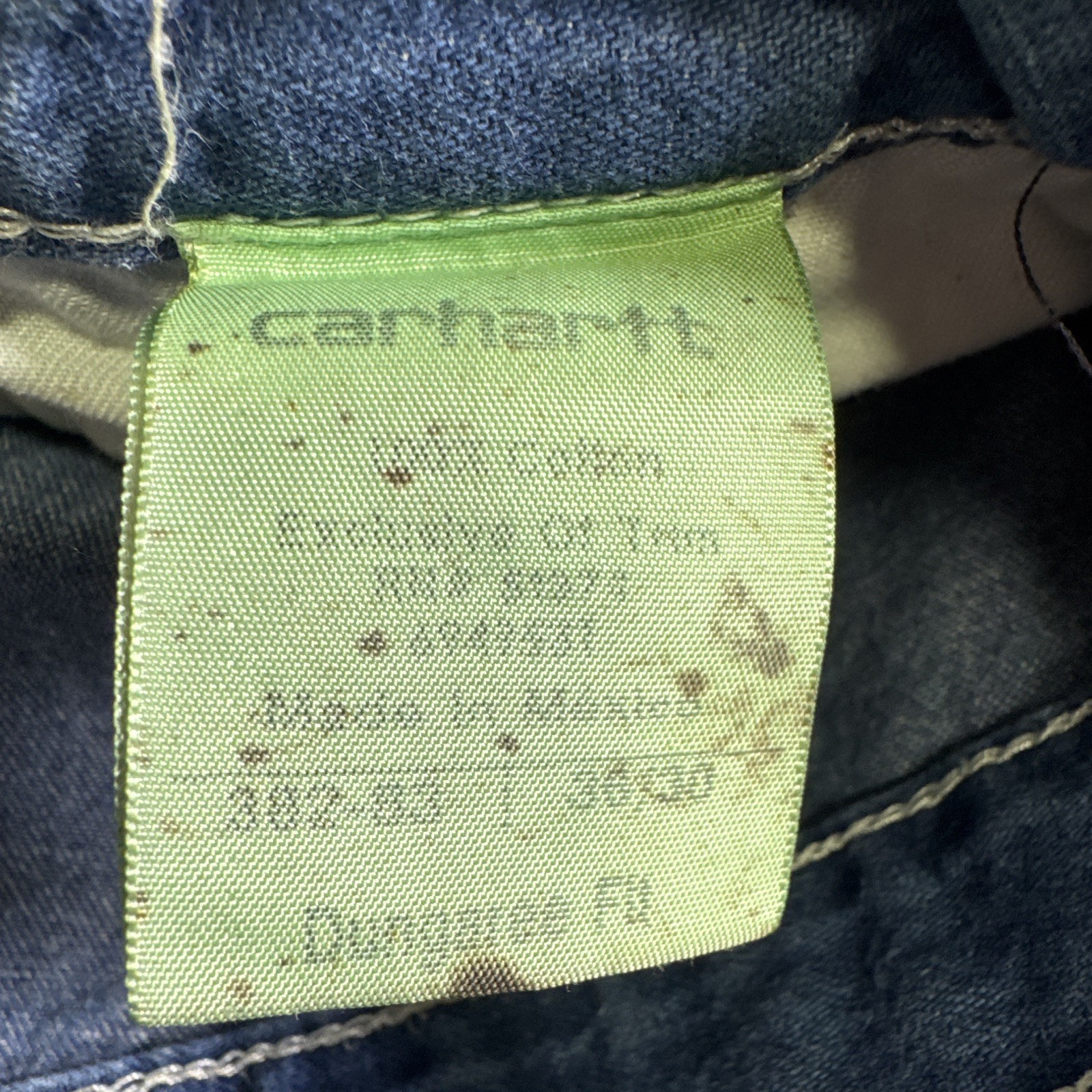 Carhartt Dungaree FU denim Work jeans 36w 30L has black paint stains in pictures
