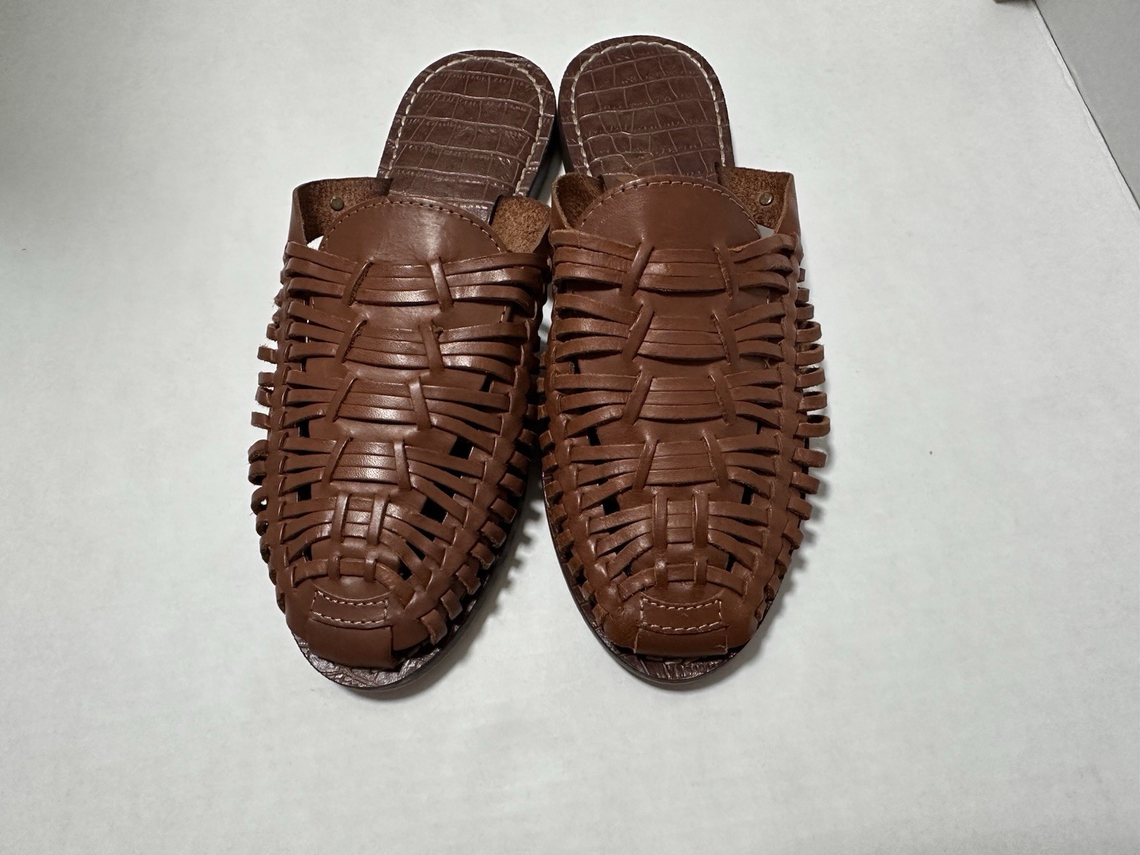 Sam Edelman Brown Woven Leather Mule Slides Fisherman Huarache Slip On Size 7