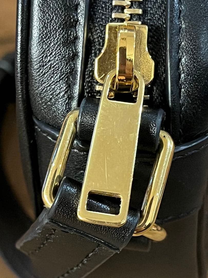 CELINE C Charm Quilted Leather Shoulder Bag Black Authentic Small Crossbody