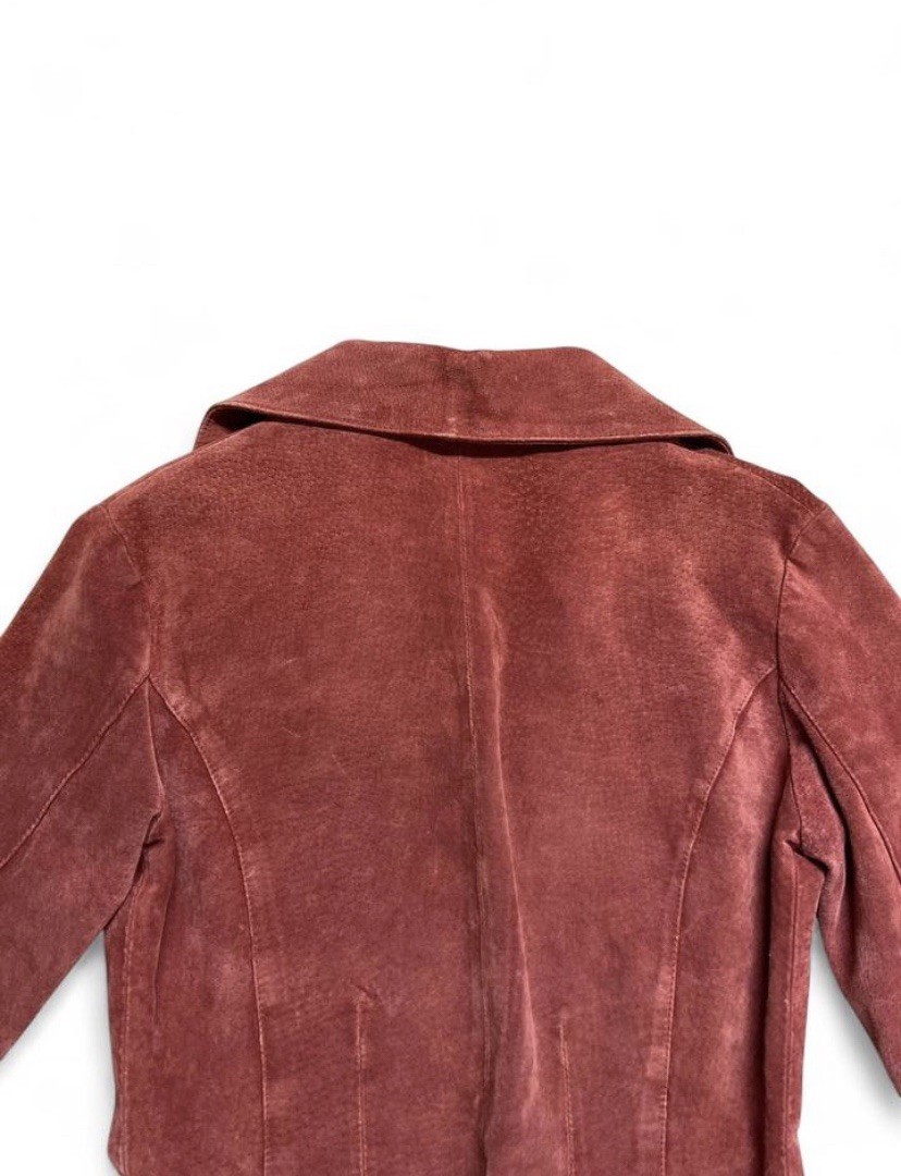 Vintage Wet Seal Red Suede Jacket – Belt & Pocket Details – Size S