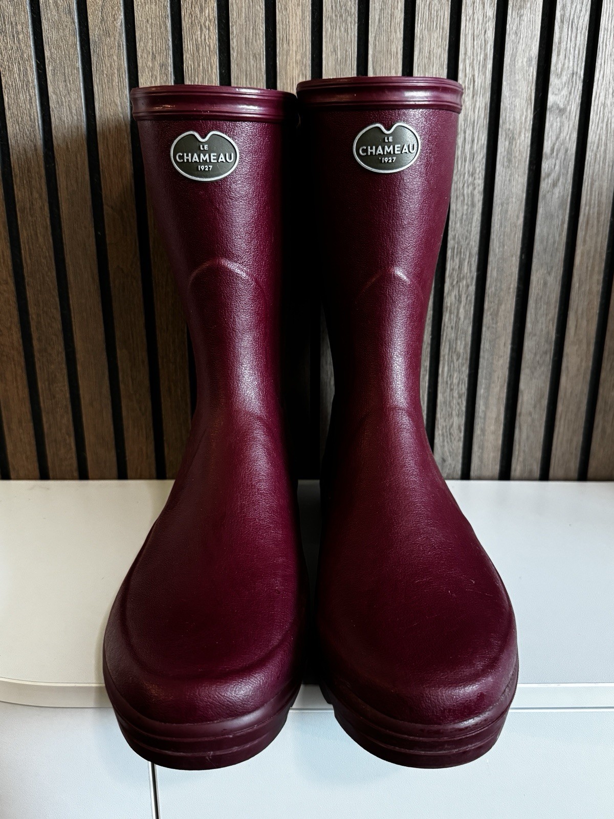 Le Chameau 1927 Burgundy Rubber Pull-On Rain Boots MEN’S US 9 / WOMEN’S US 10