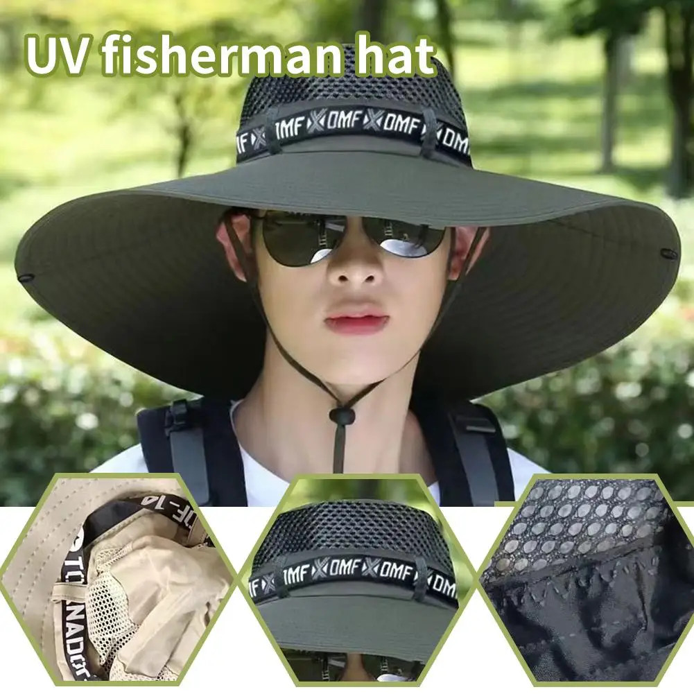 Summer 15CM Large Brim Sun Hat Men Women Breathable Fishing Caps Sun UV