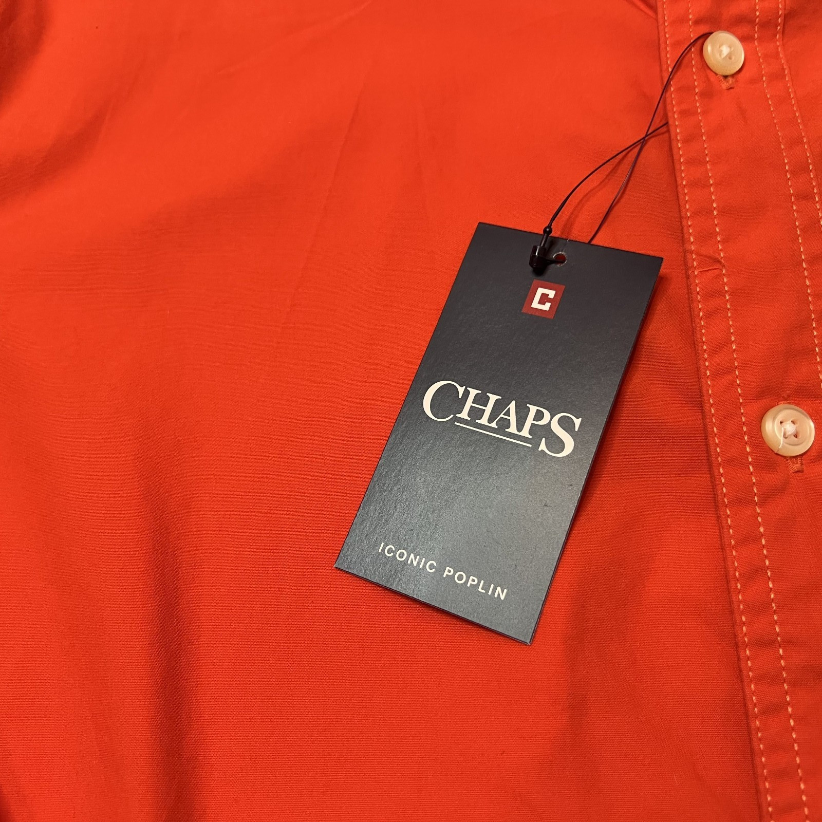 Chaps Mens Large Dusk Orange Long Sleeve Button Up Shirt NWT Poplin 100% Cotton