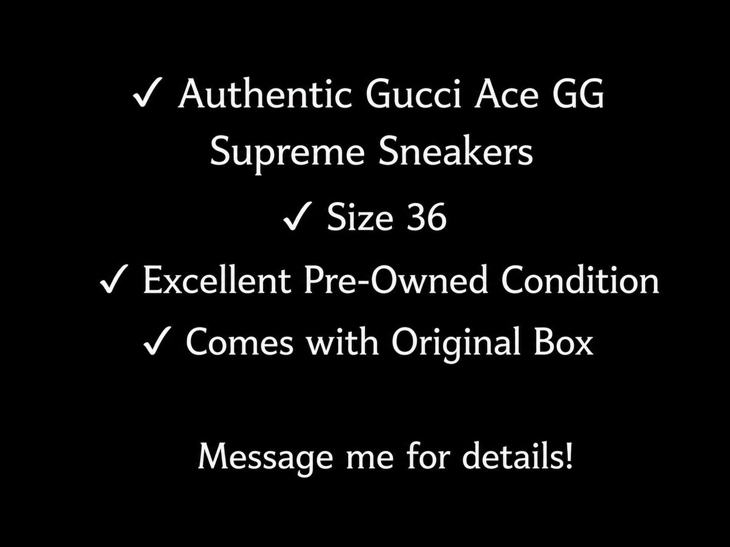 Authentic Gucci Ace GG Supreme Sneakers – Size 36 EU (US 6) – Original Box