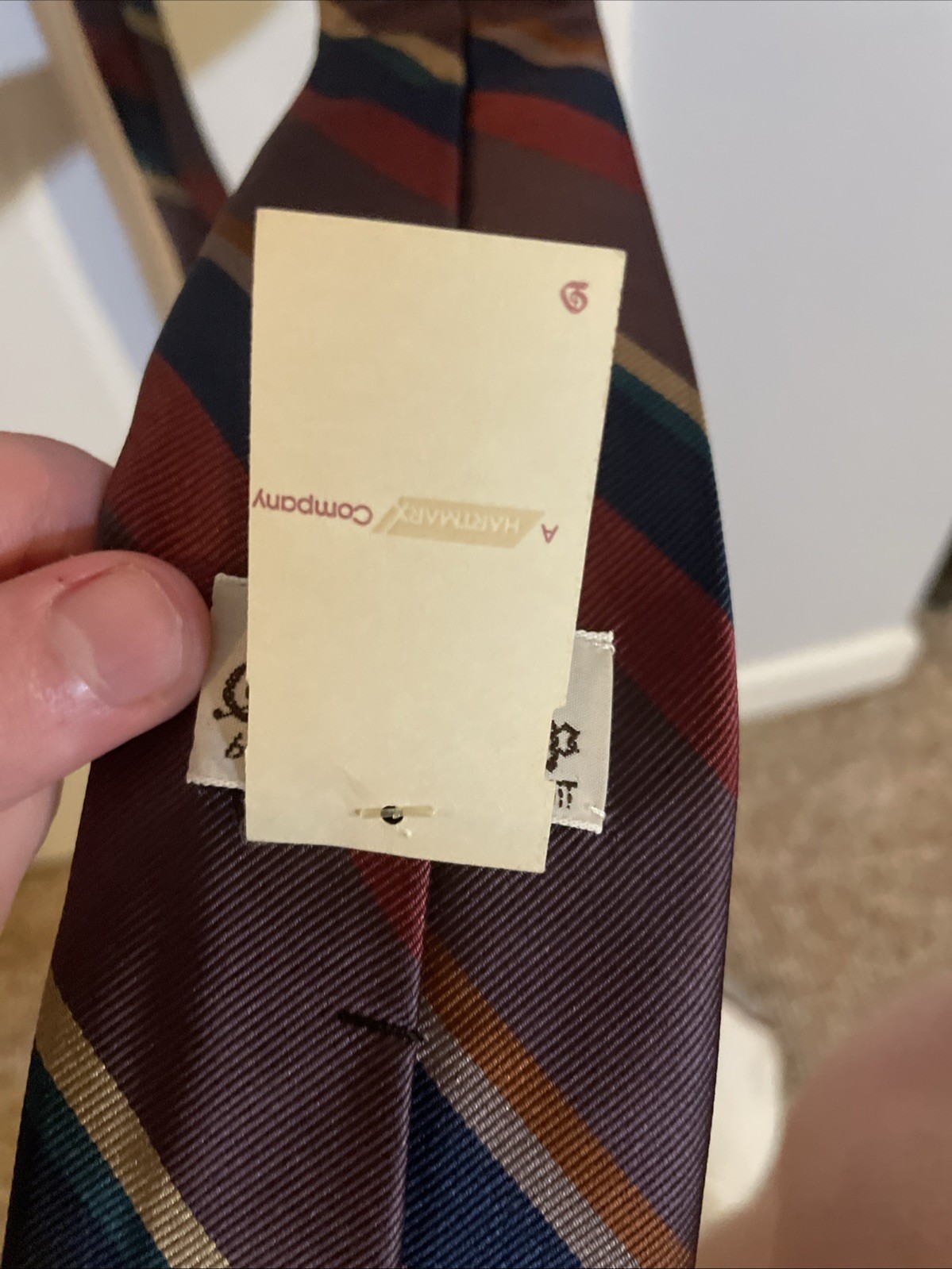 Vtg. Robert Talbott/Jack Henry Red Blue Classic Stripe 100% Silk Tie