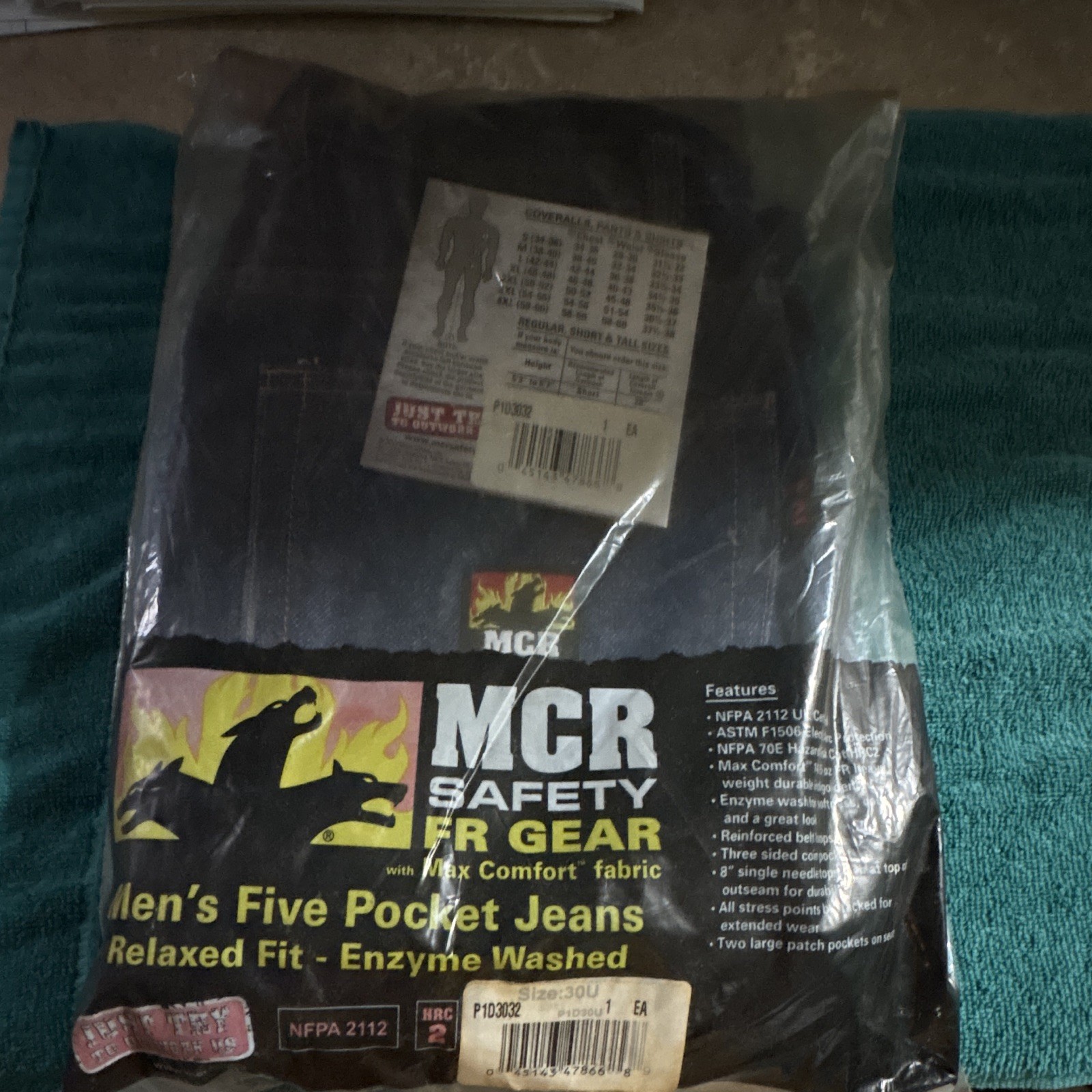 MCR Safety FR Gear Men’s Blue Enzyme Washed 5-Pocket Relaxed Straight Jeans