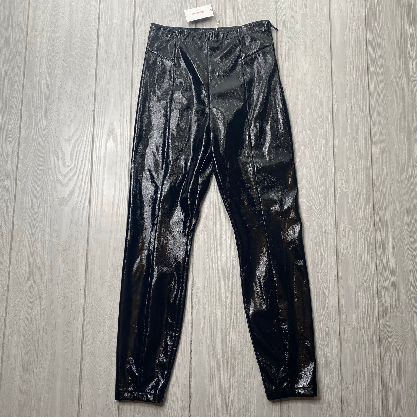 Good American Faux Patent Leather Black Pants Size Medium GA 2 NEW