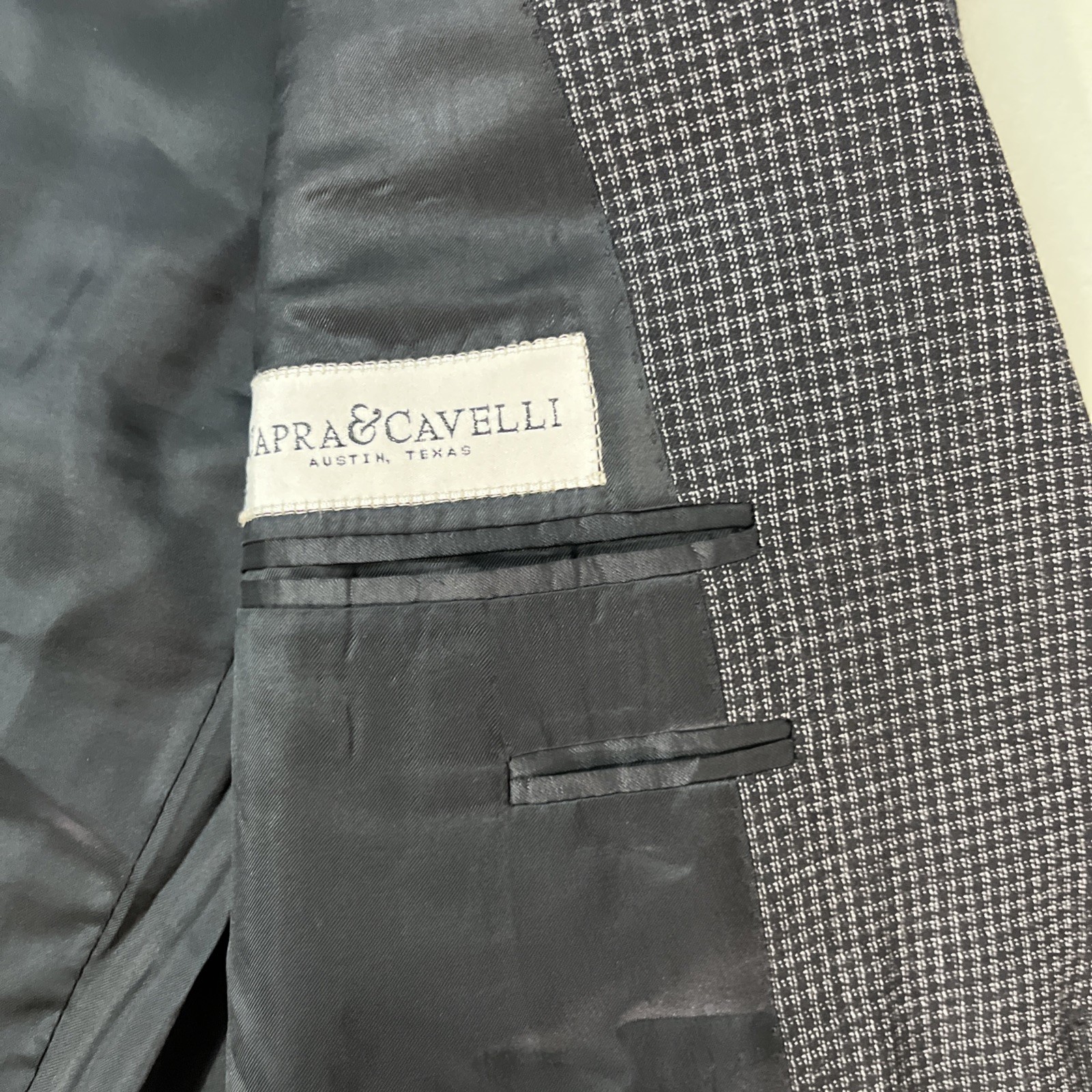 Canali Mens Wool Micro Check Textured Weave Black Blazer Jacket EU 50 /US 40R