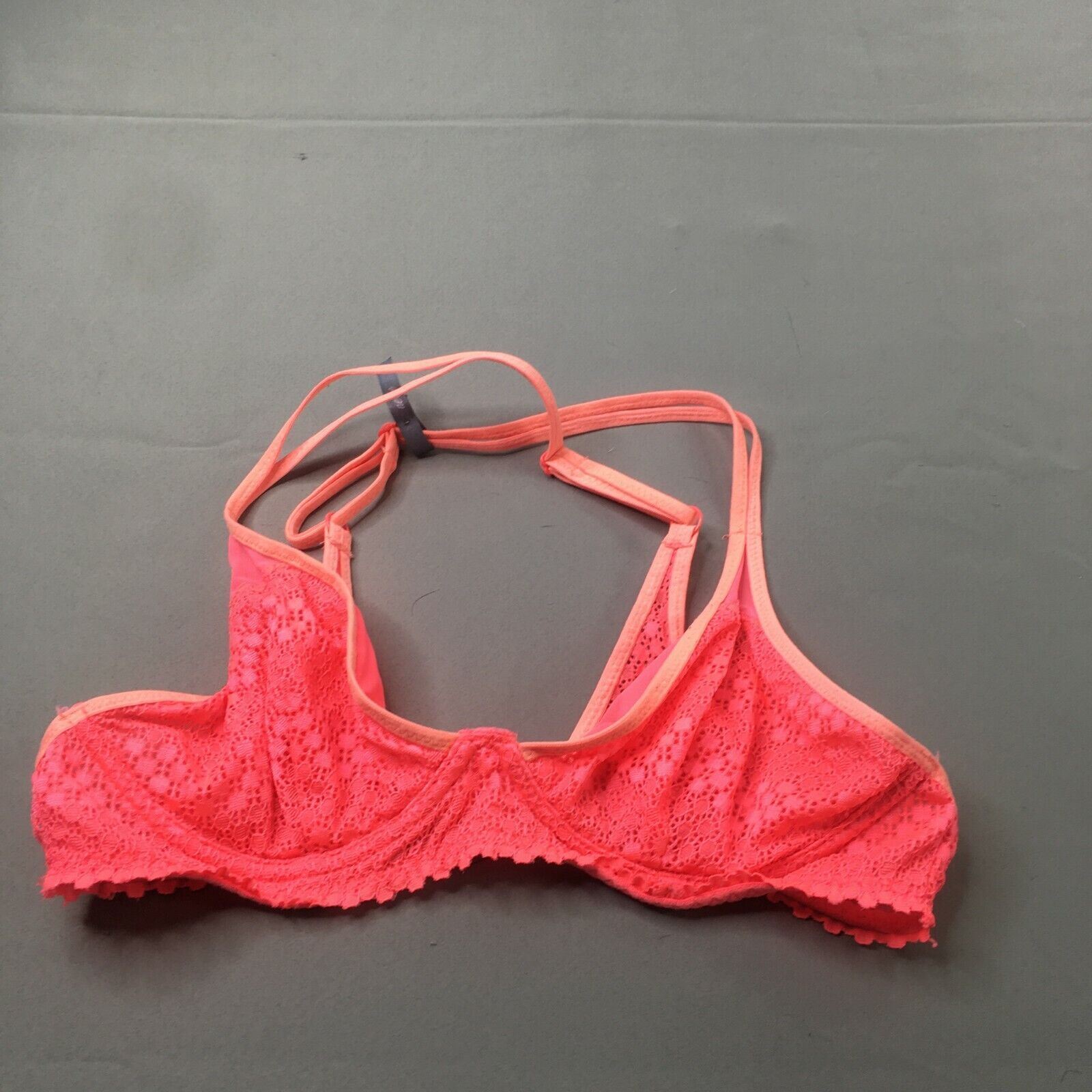 Aerie Bra 34C Womens Coral Pink Normal Strap Lace Lightweight Comfort #1632
