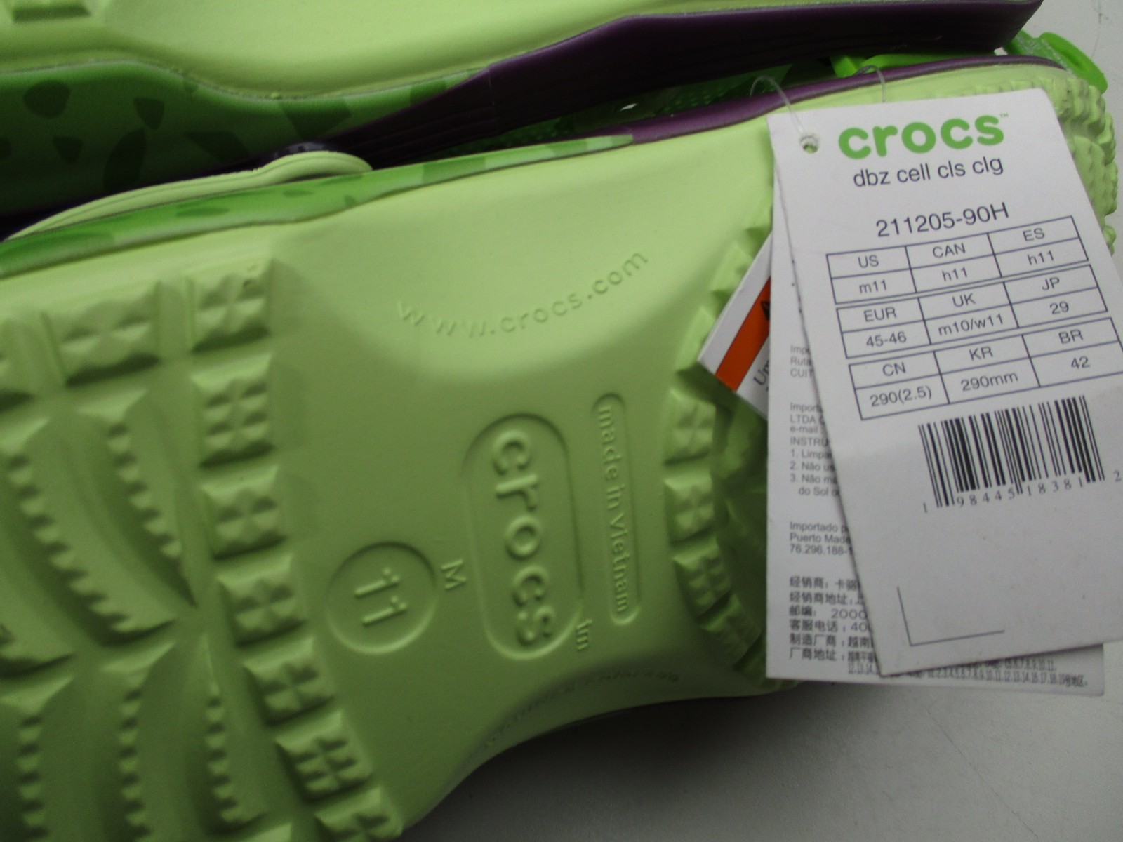 Crocs Dragon Ball Z Cell Classic Clogs Mens Sz 11 Green Slip on Shoes
