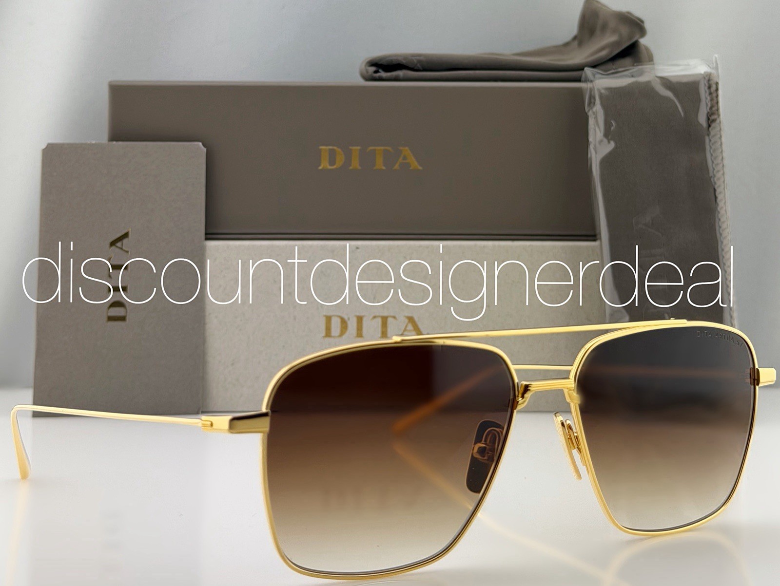 DITA Aviator Sunglasses Gold Brown Gradient ARTOA 57 DTS181-A-01 57mm NEW