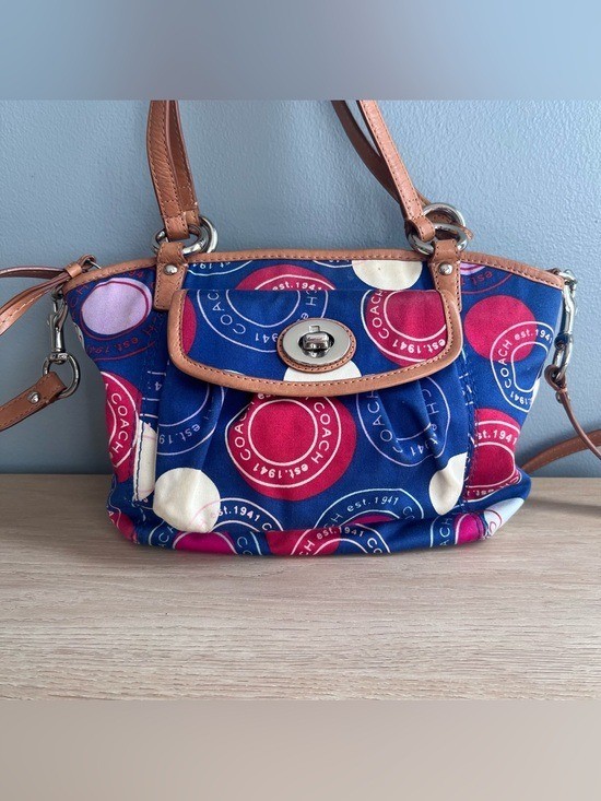 Coach Polka Dot Small Leah Shoulder Handbag