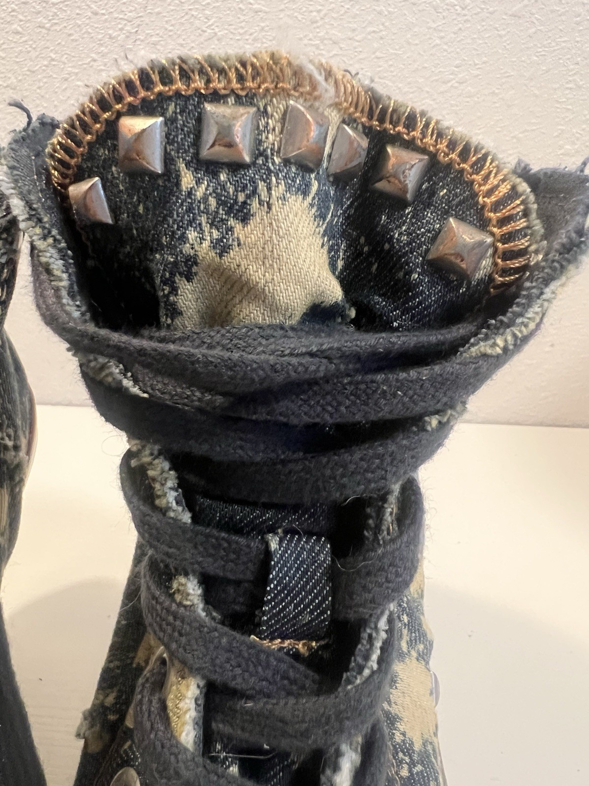 Ash Stone 39 Stilletto Sneakers High Heel Boots Studded Acid Wash Booties Thelma