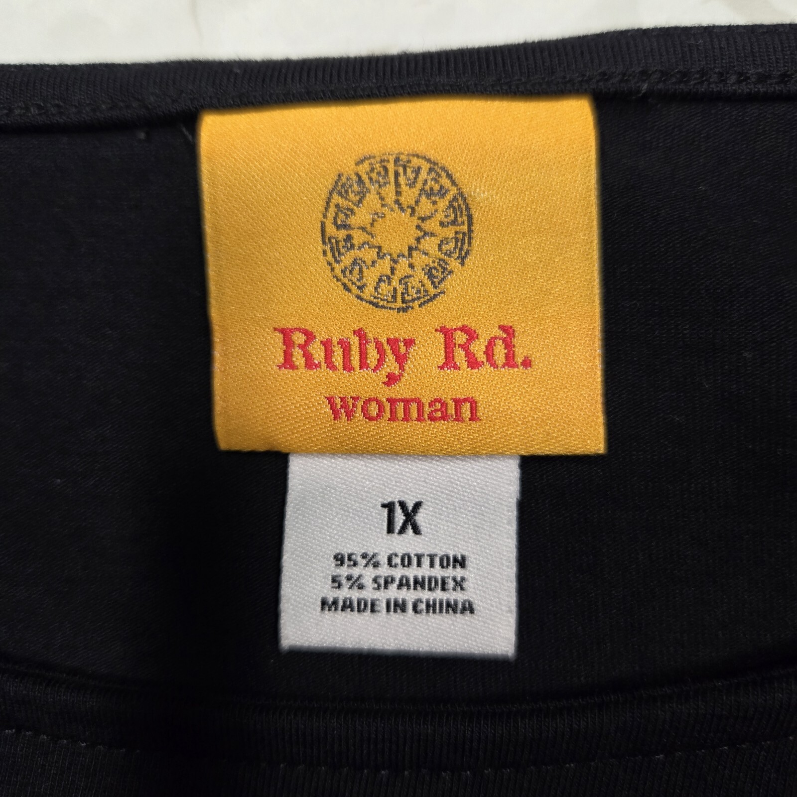 Ruby Rd. Plus Size 1X Black Holiday Ribbon Bows Stars Top