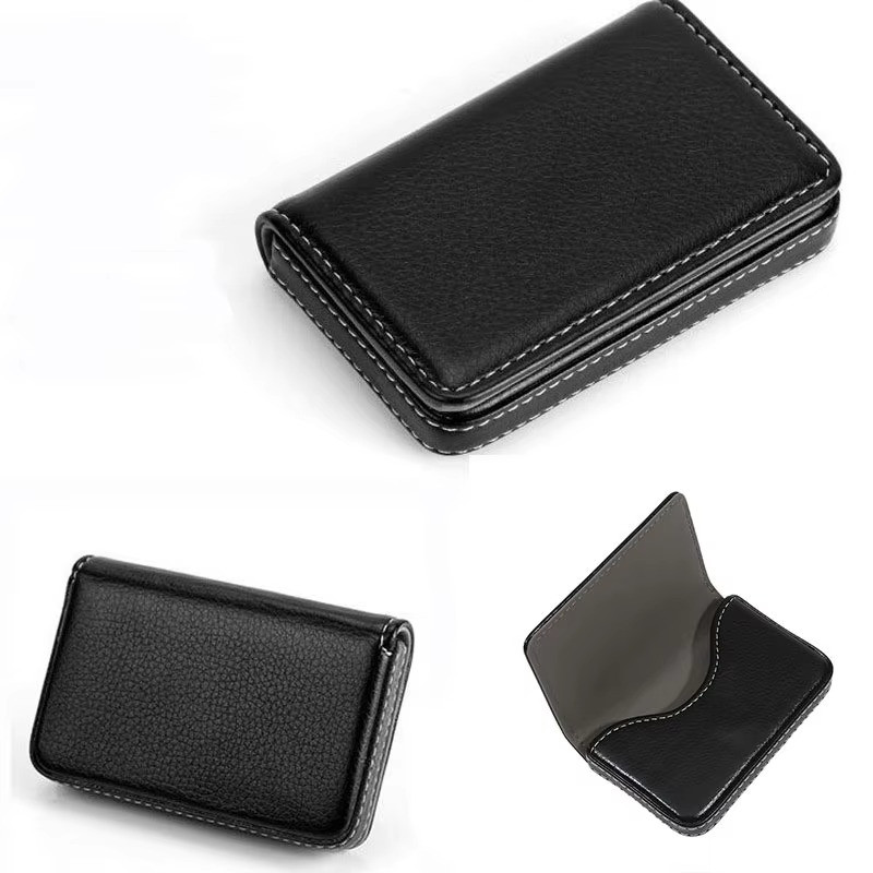 PU Leather Business Card Holder – Professional Pocket Wallet w/ Magnetic Closure
