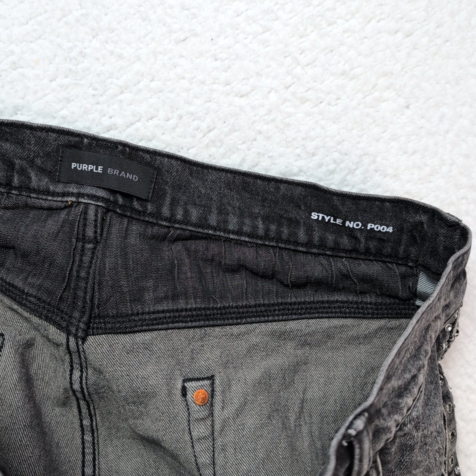 Purple Brand P004 Jeans Mens 36×34 Black Studded Distressed Rockstar