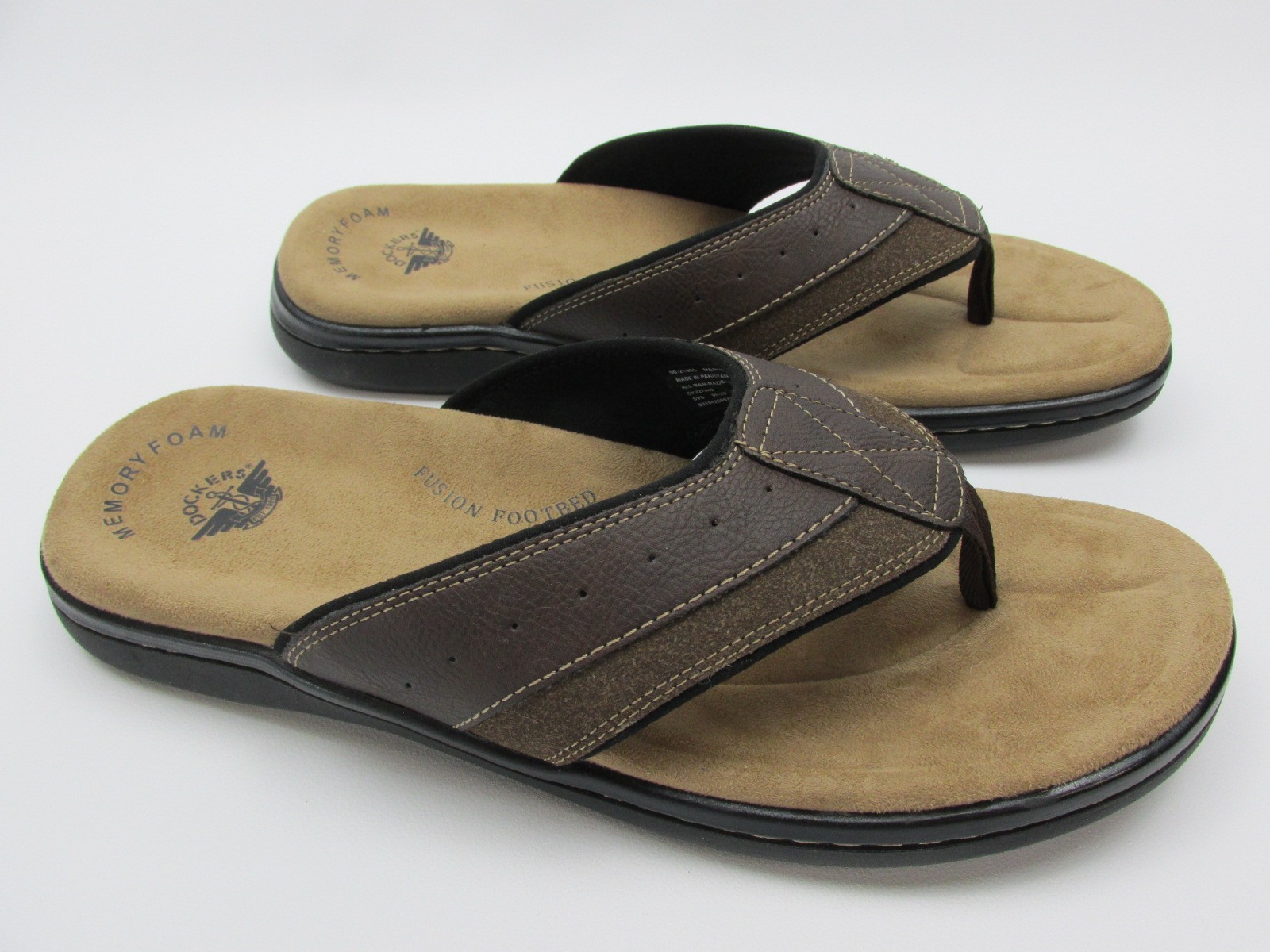 Dockers Laguna Casual Thong Sandals Brown Memory Foam Fusion Footbed Men’s 13