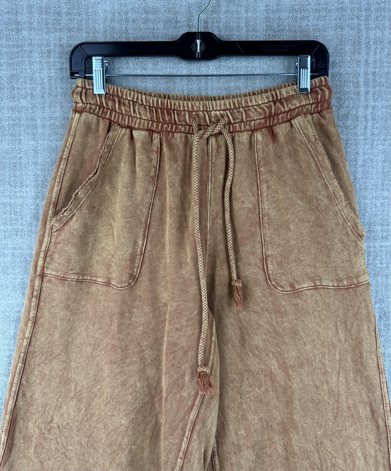 Three Bird Nest Pants Womens S Brown Harem Terry Cotton Pleated Drawstring