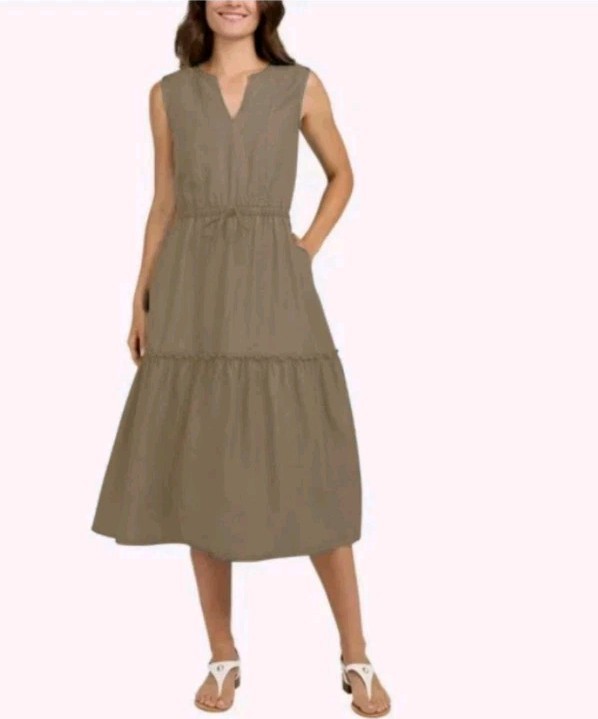LANDS’ END LYOCELL TIERED LADIES MIDI DRESS.