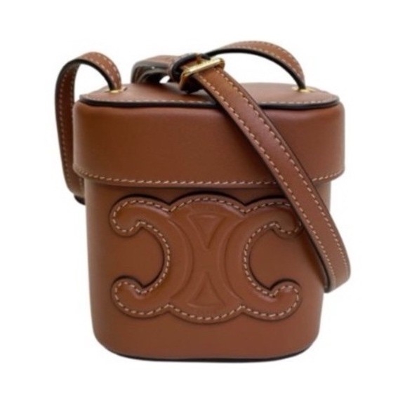 CELINE Tan Leather Cuir Triomphe Crossbody Box Bag