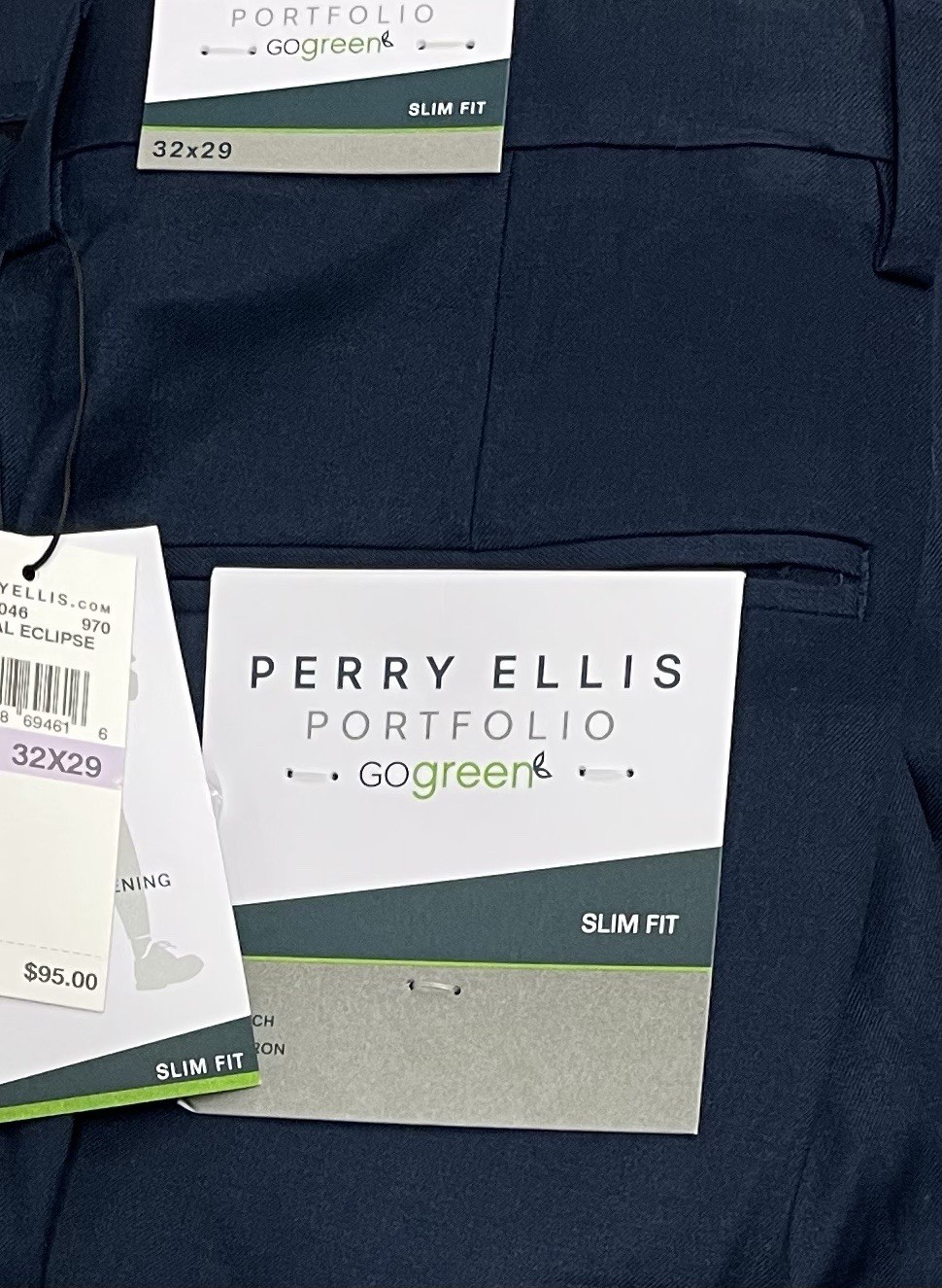 Perry Ellis Portfolio 32/29 Slim Fit Dress Pant Easy Care Navy Eclipse NWT NEW