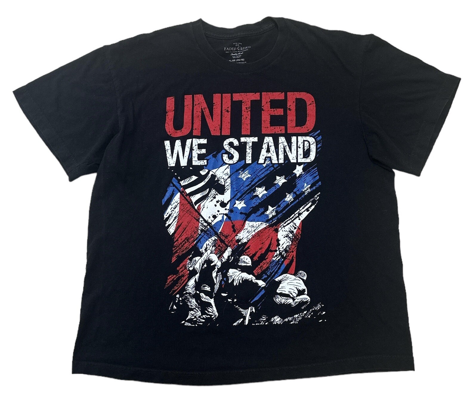 Faded Glory T Shirt Men’s XL Black United We Stand Graphic Print Tee Casual USA