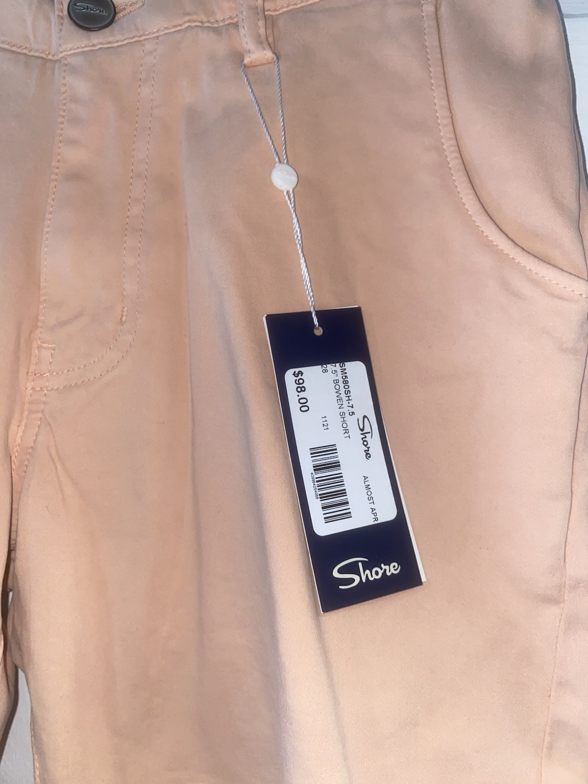 Shore 7.5″ Bowen Short Almost Apr Peach Color Size 28 New 7.5” Inseam